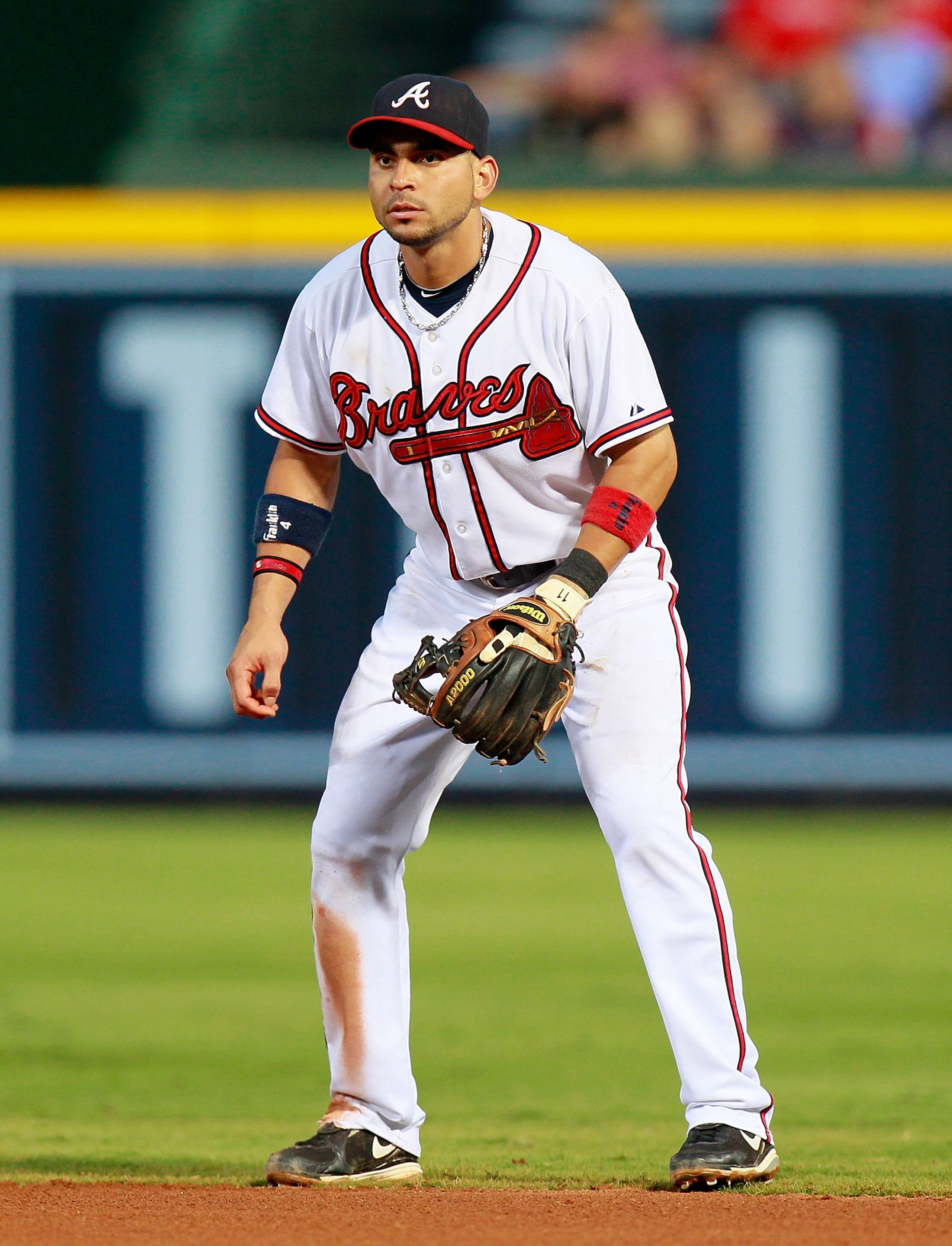 ATLANTA - AUGUST 31:  Omar Infante #4 of the Atlanta Braves against the New York Mets at Turner Field on August 31, 2010 in Atlanta, Georgia.  (Photo by Kevin C. Cox/Getty Images)