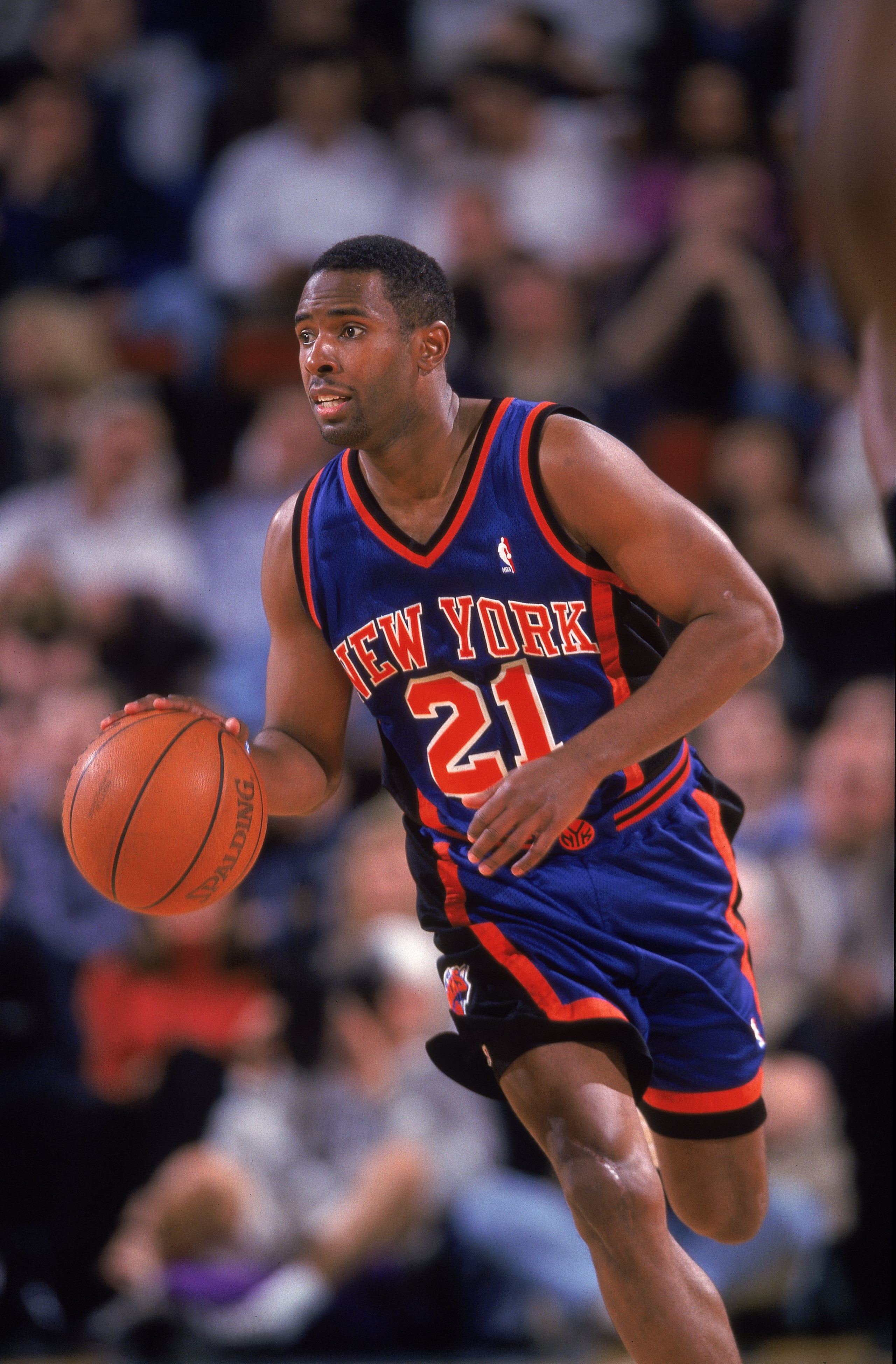 29 Mar 2000: Charlie Ward #21 of the New York Knicks dribbles the ball down court during a game against the Seattle SuperSonics at Key Arena in Seattle, Washington. The Knicks defeated the SuperSonics 110-95. Mandatory Credit: Otto Greule Jr. /Allsport 29 Mar 2000: Charlie Ward #21 of the New York Knicks dribbles the ball down court during a game against the Seattle SuperSonics at Key Arena in Seattle, Washington. The Knicks defeated the SuperSonics 110-95. Mandatory Credit: Otto Greule Jr. /Allsport