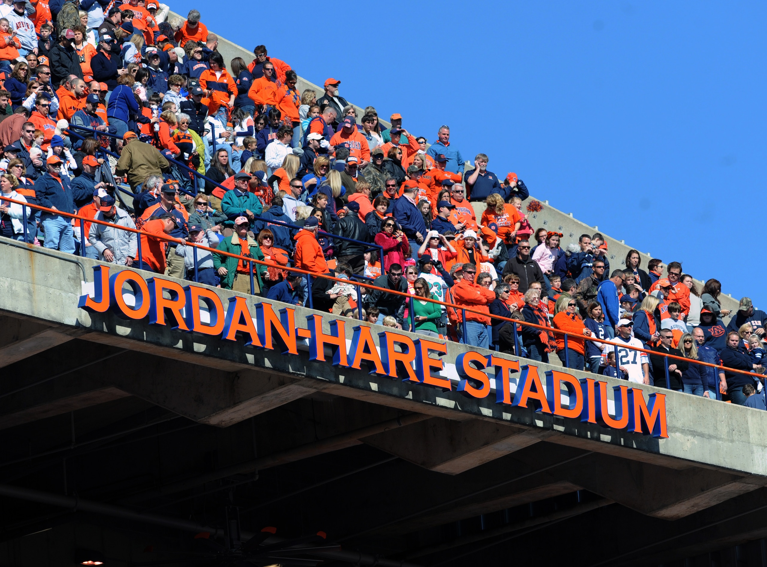 AUBURN, AL - NOVEMBER 06:  Fans of the Auburn Tigers cheer play against the Chattanooga Mocs November 6, 2010 at Jordan-Hare Stadium in Auburn, Alabama.  (Photo by Al Messerschmidt/Getty Images)