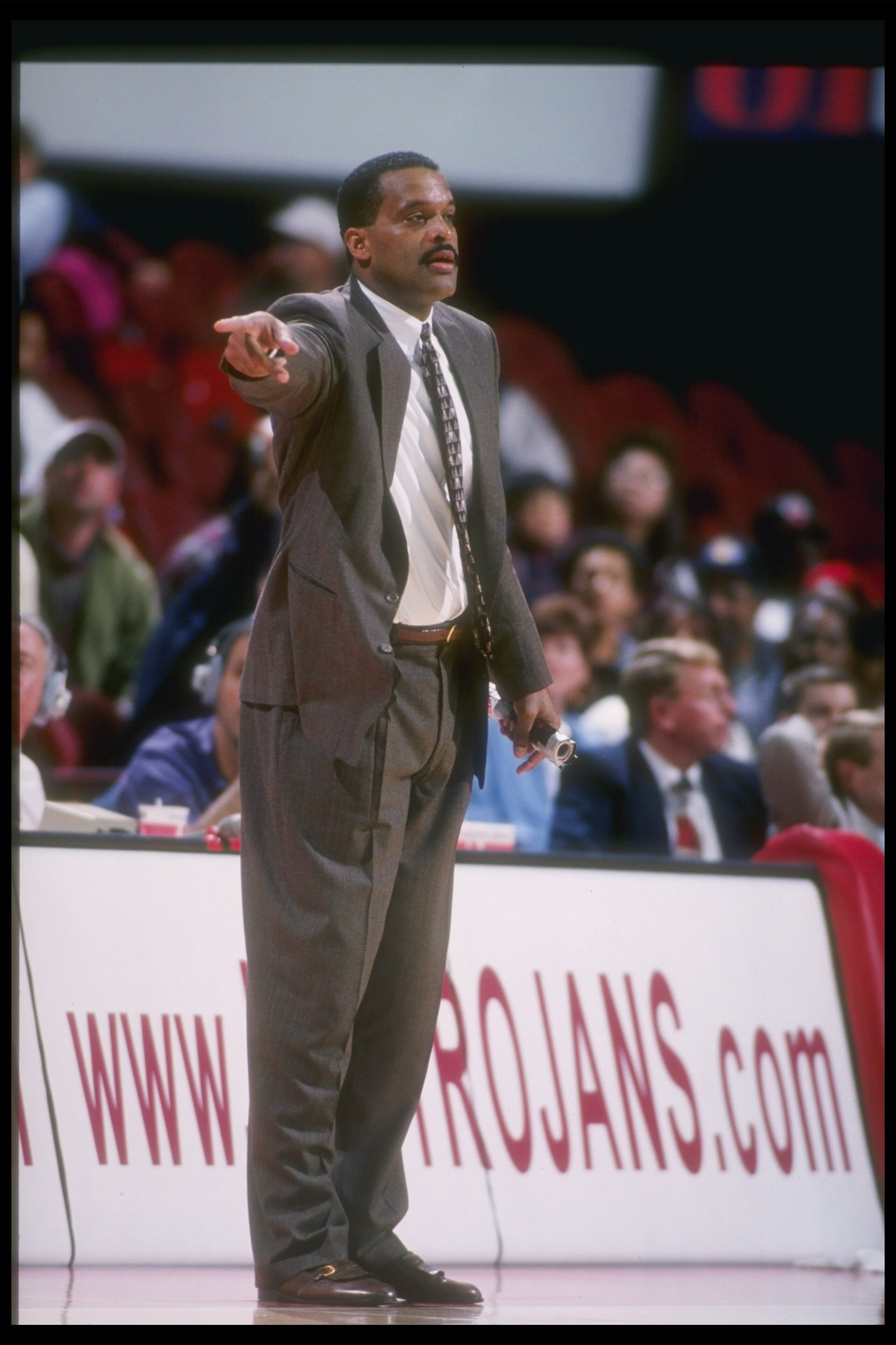 21 Dec 1996:  Ohio State Buckeyes head coach Randy Ayers signals during a game against the USC Trojans at the Sports Arena in Los Angeles, California.  USC won the game, 79-68. Mandatory Credit: Jed Jacobsohn  /Allsport