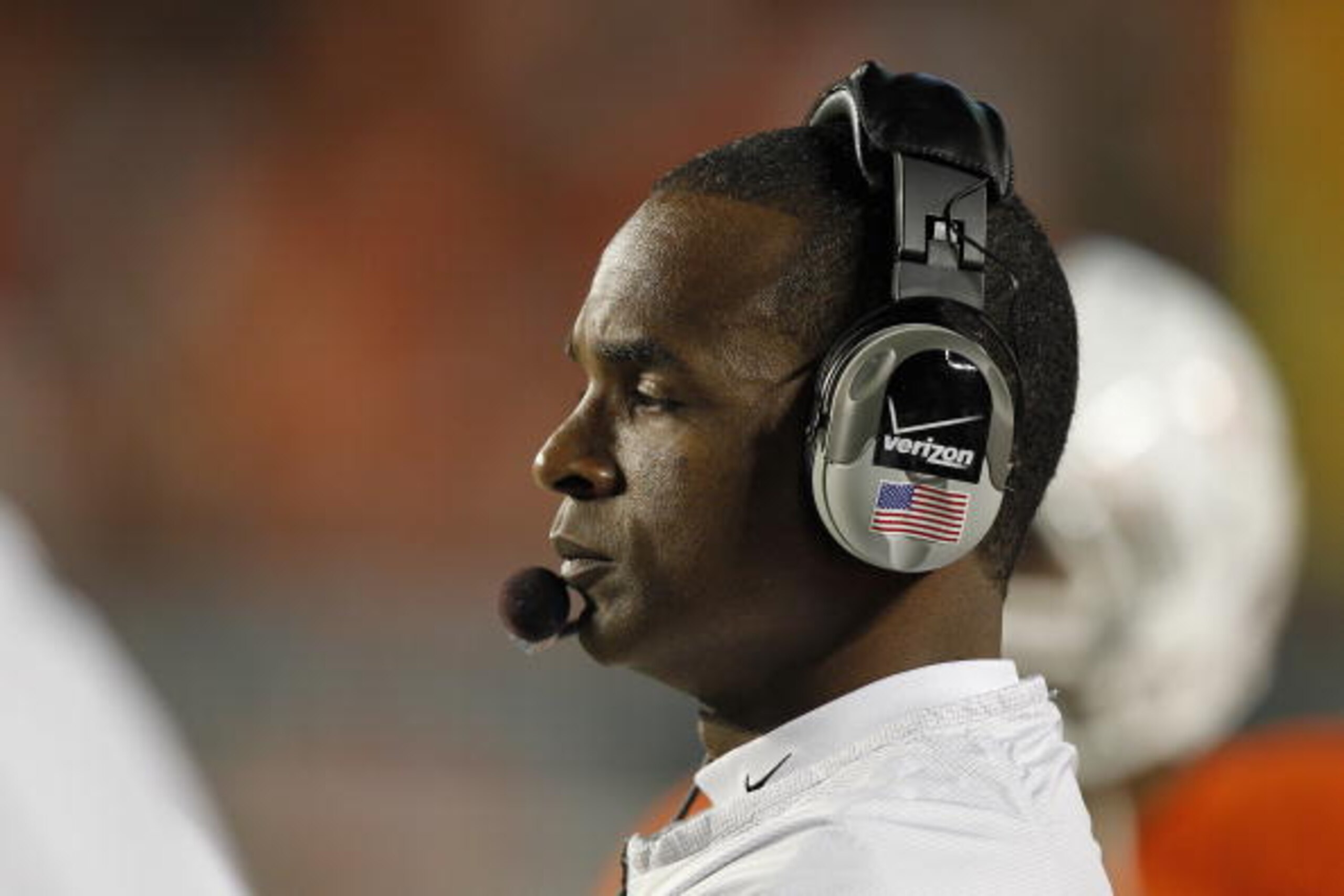 MIAMI, FL - OCTOBER 9: Head coach Randy Shannon of the Miami Hurricanes watches second half action against the Florida State Seminoles on October 9, 2010 at Sun Life Stadium in Miami, Florida. The Seminoles defeated the Hurricanes 45-17. (Photo by Joel Au