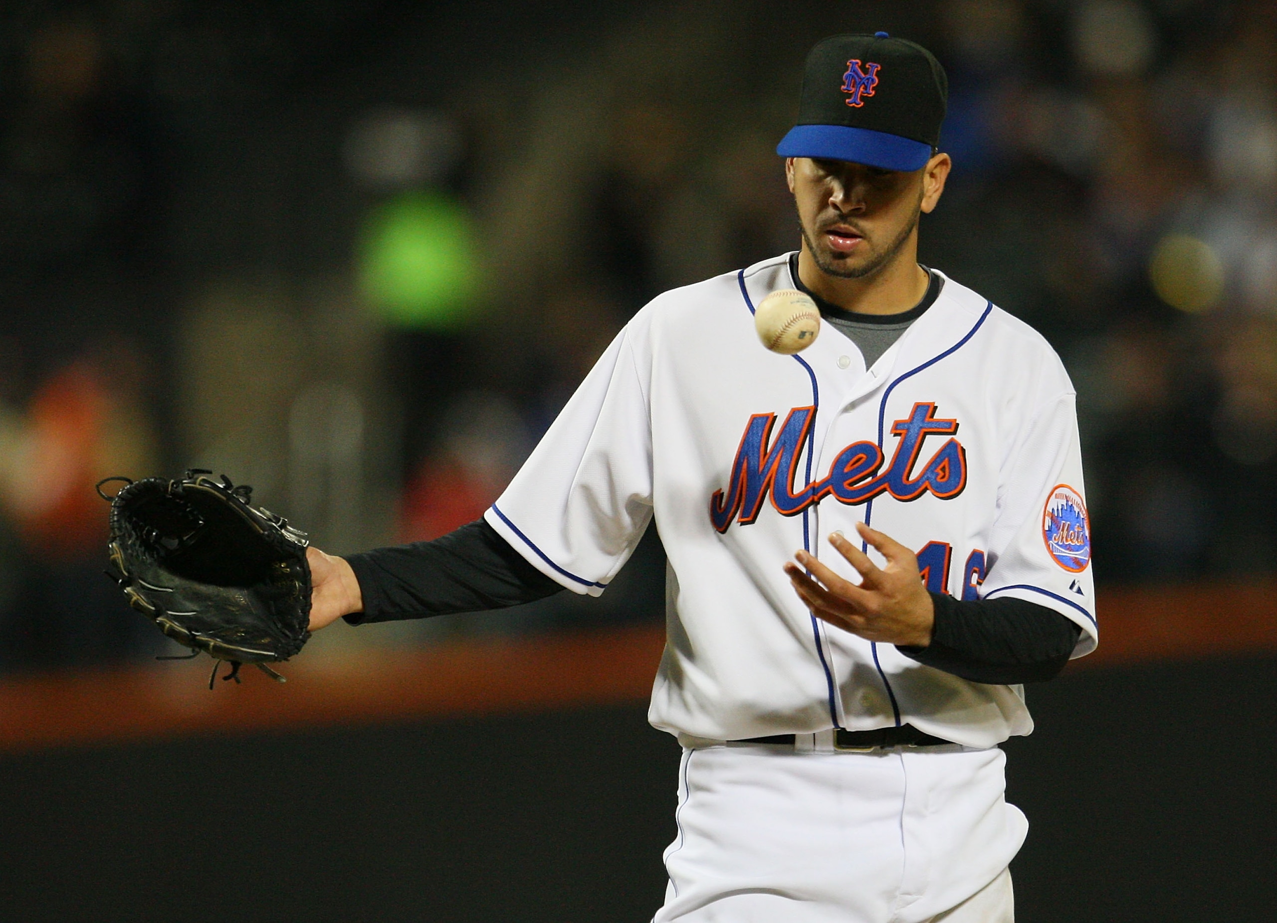 NEW YORK - APRIL 21:  Oliver Perez #46 of the New York Mets looks on during their game against the Chicago Cubs on April 21, 2010 at Citi Field in the Flushing neighborhood of the Queens borough of New York City.  (Photo by Mike Stobe/Getty Images)
