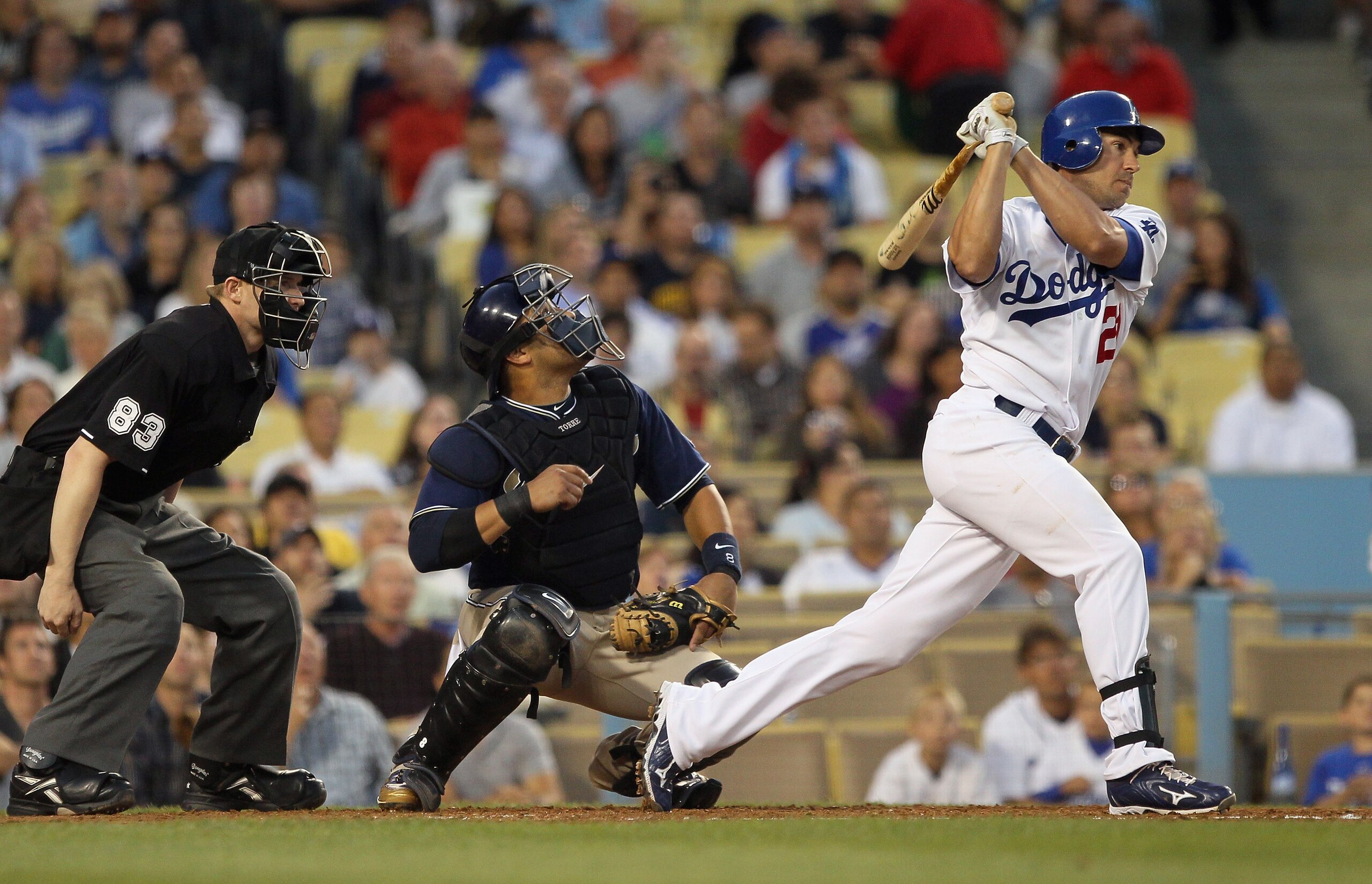 LOS ANGELES, CA - AUGUST 04:  Scott Podsednik #21 of the Los Angeles Dodgers plays in the game against the San Diego Padres at Dodger Stadium on August 4, 2010 in Los Angeles, California.  (Photo by Jeff Gross/Getty Images)