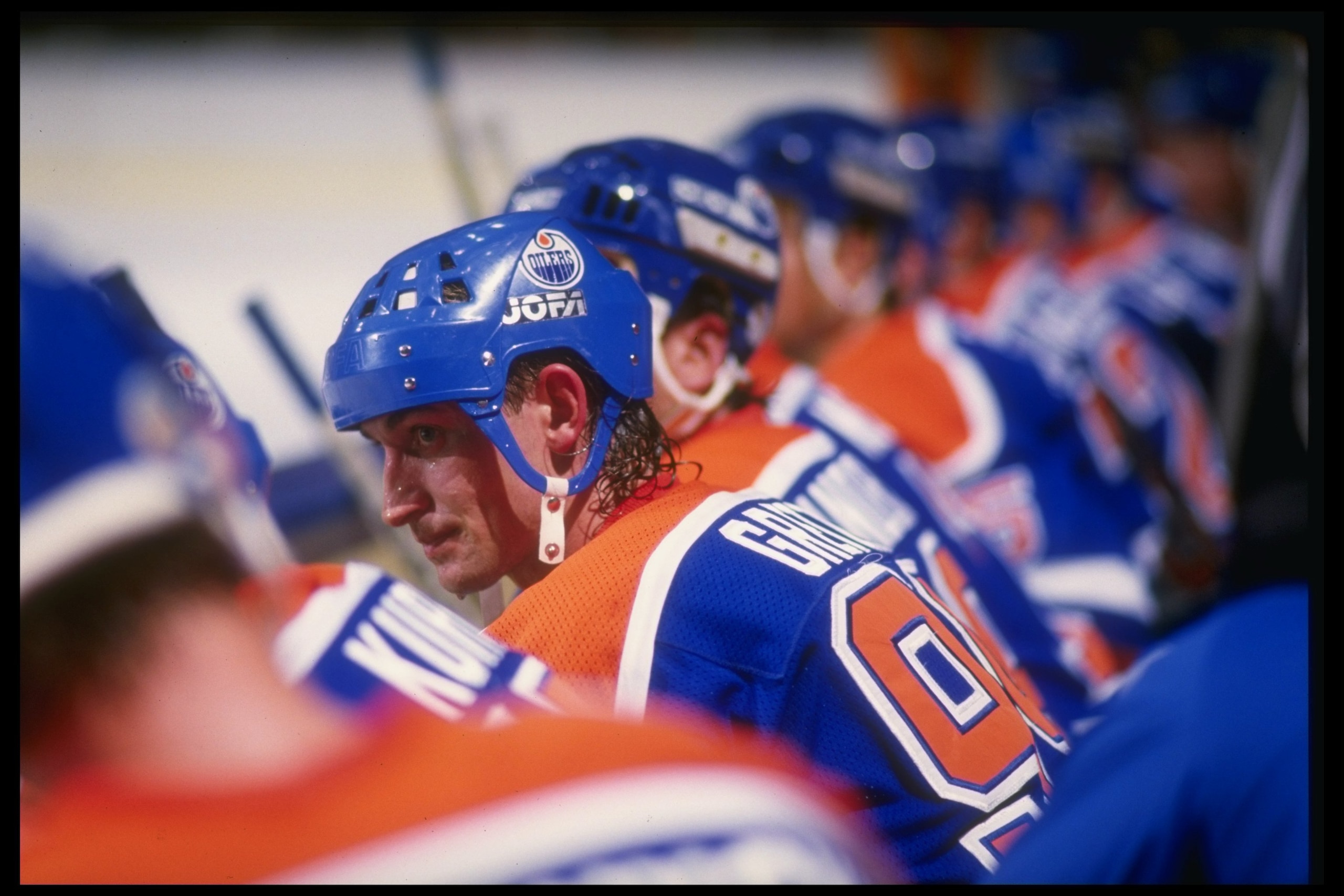 1987: Center Wayne Gretzky of the Edmonton Oilers looks on during a game against the Los Angeles Kings at the Great Western Forum in Inglewood, California. Mandatory Credit: Mike Powell /Allsport 1987: Center Wayne Gretzky of the Edmonton Oilers looks on during a game against the Los Angeles Kings at the Great Western Forum in Inglewood, California. Mandatory Credit: Mike Powell /Allsport