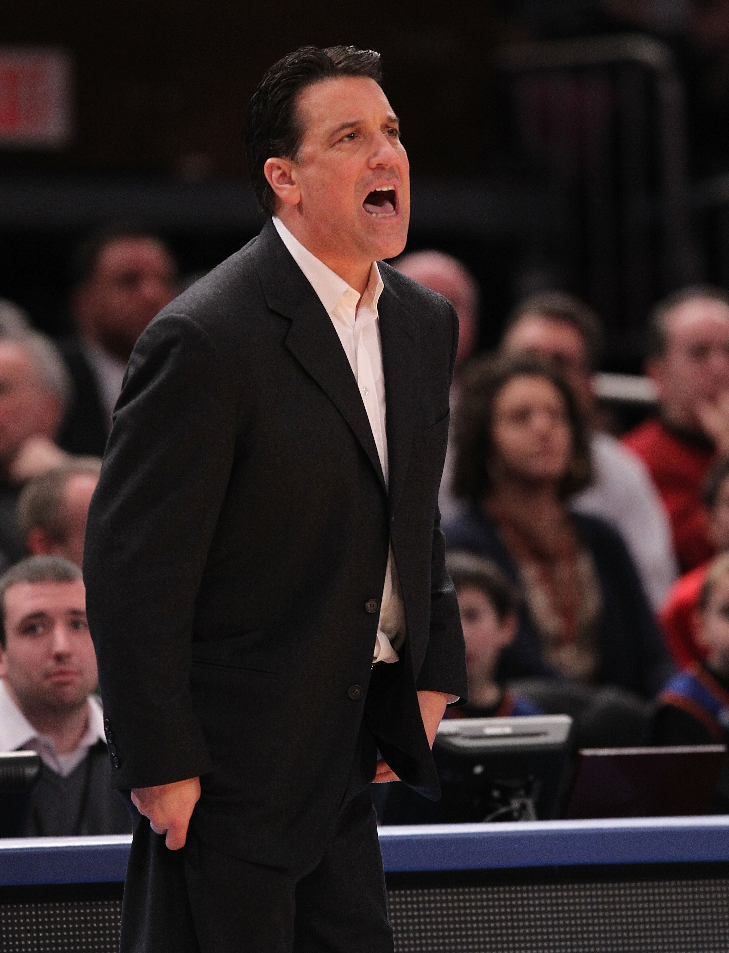NEW YORK, NY - JANUARY 30: Head coach of the St. John's Red Storm Steve Lavin watches on against the Duke Blue Devils at Madison Square Garden on January 30, 2011 in New York City. (Photo by Nick Laham/Getty Images) NEW YORK, NY - JANUARY 30: Head coach of the St. John's Red Storm Steve Lavin watches on against the Duke Blue Devils at Madison Square Garden on January 30, 2011 in New York City. (Photo by Nick Laham/Getty Images)