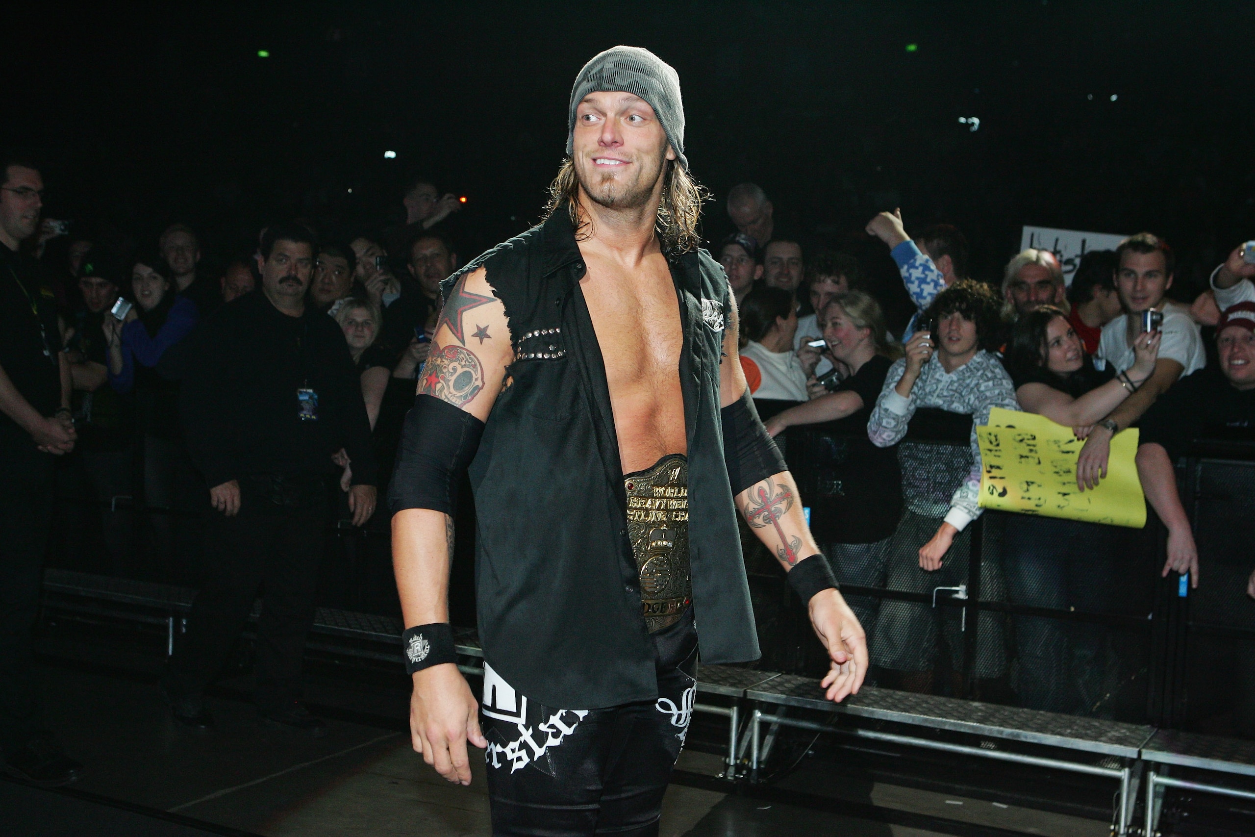SYDNEY, AUSTRALIA - JUNE 15:  World Heavyweight Champion Edge walks to the ring during WWE Smackdown at Acer Arena on June 15, 2008 in Sydney, Australia.  (Photo by Gaye Gerard/Getty Images)
