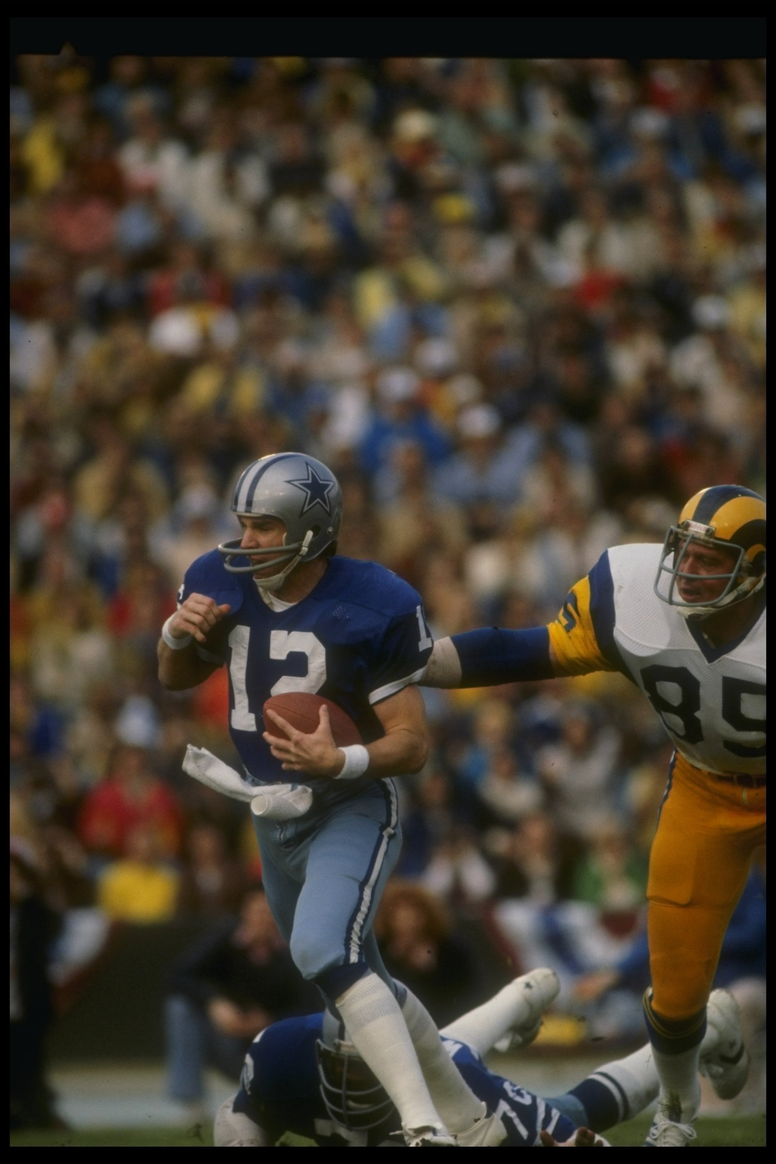 Special to the Fort Worth Star Telegram:  File picture:  7 Jan 1979:  Quarterback Roger Staubach of the Dallas Cowboys looks to pass the ball during a playoff game against the Los Angeles Rams at Anaheim Stadium in Anaheim, California.  The Cowboys won