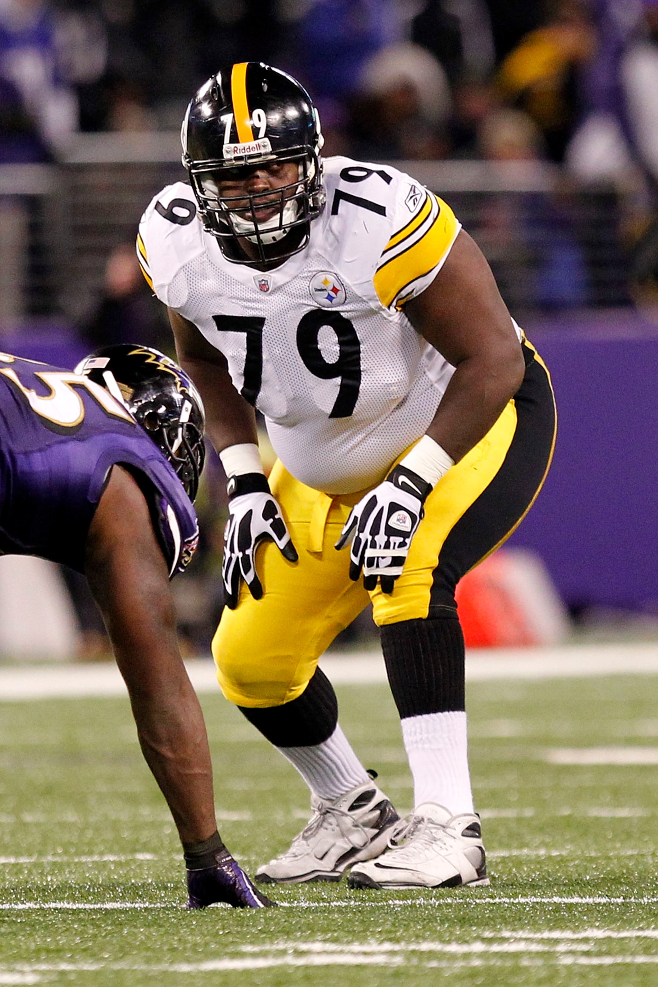 BALTIMORE, MD - DECEMBER 05: Trai Essex #79 of the Pittsburgh Steelers lines up against the Baltimore Ravens at M&T Bank Stadium on December 5, 2010 in Baltimore, Maryland. (Photo by Geoff Burke/Getty Images) BALTIMORE, MD - DECEMBER 05: Trai Essex #79 of the Pittsburgh Steelers lines up against the Baltimore Ravens at M&T Bank Stadium on December 5, 2010 in Baltimore, Maryland. (Photo by Geoff Burke/Getty Images)