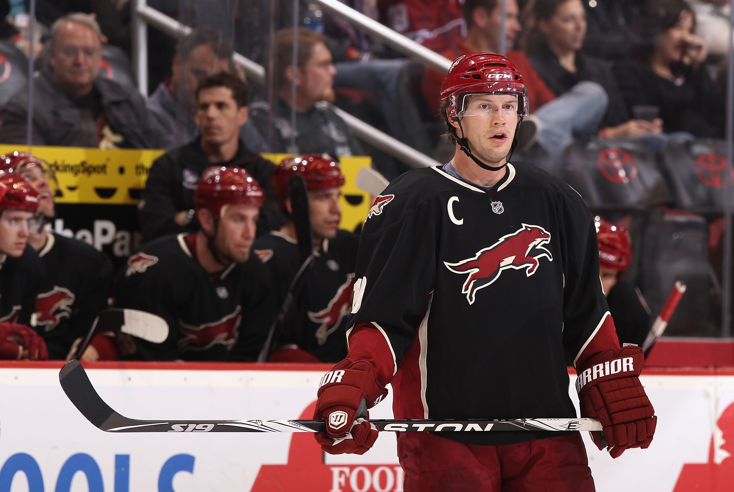 GLENDALE, AZ - JANUARY 18:  Shane Doan #19 of the Phoenix Coyotes during the NHL game against  the Nashville Predators at Jobing.com Arena on January 18, 2011 in Glendale, Arizona.  The Predators defeated the Coyotes 5-2.  (Photo by Christian Petersen/Get