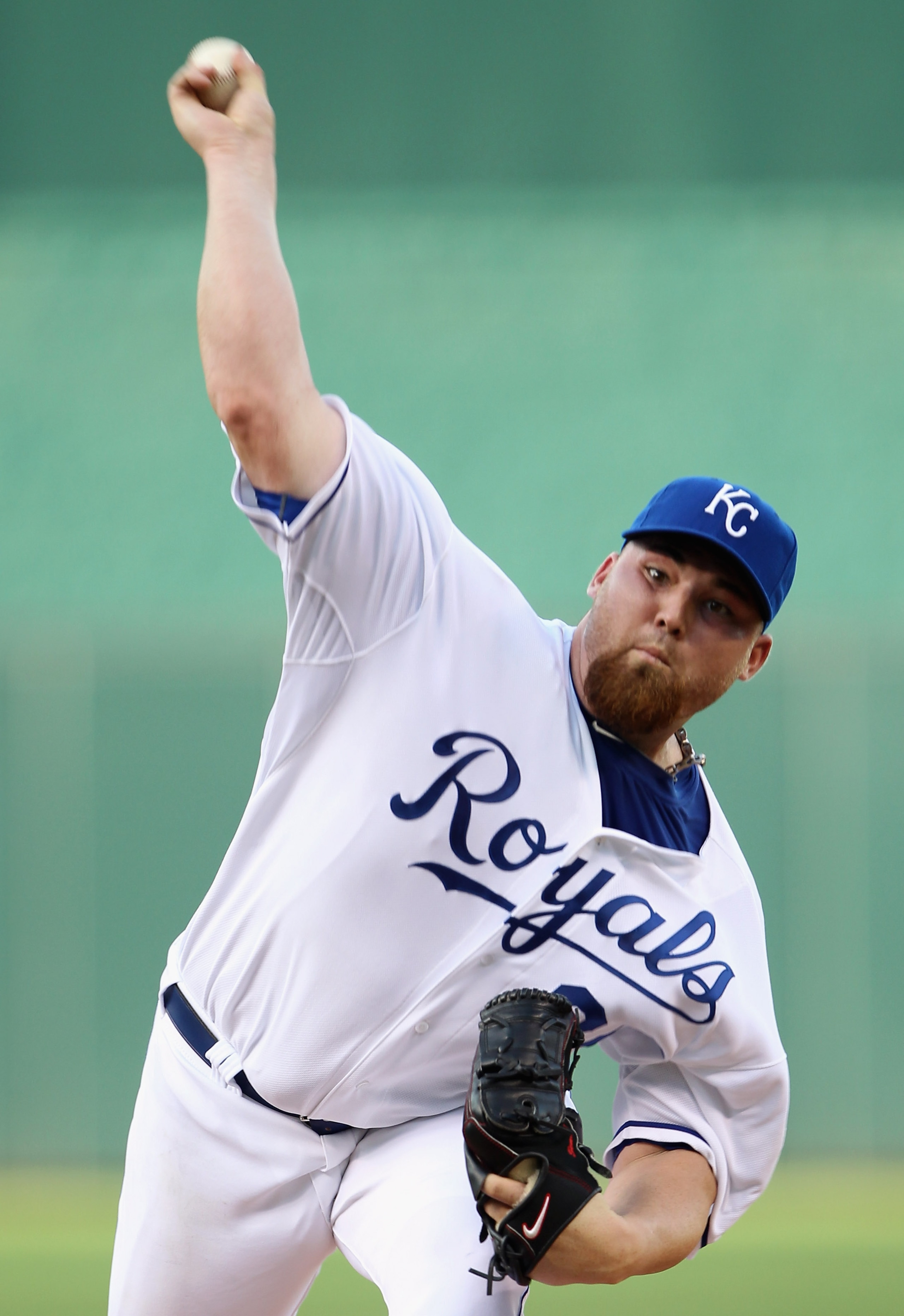 KANSAS CITY, MO - JULY 30:  Starting pitcher Sean O'Sullivan #37 of the Kansas City Royals warms-up just prior to the start of the game against the Baltimore Orioles on July 30, 2010 at Kauffman Stadium in Kansas City, Missouri.  (Photo by Jamie Squire/Ge