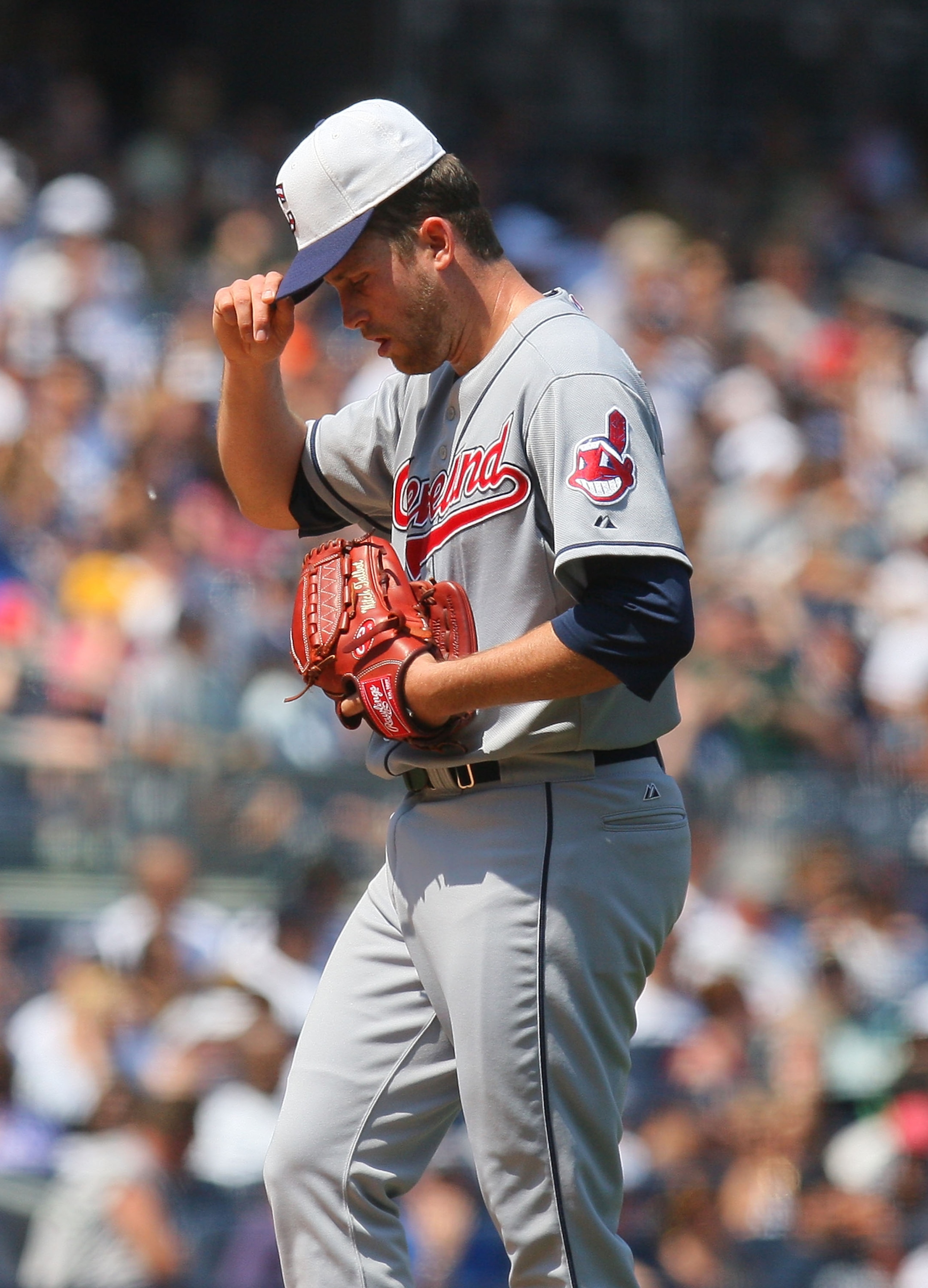 NEW YORK - MAY 31:  Mitch Talbot #51 of the Cleveland Indians looks on against the New York Yankees on May 31, 2010 at Yankee Stadium in the Bronx borough of New York City.  Yankees defeat the Indians 11-2. (Photo by Mike Stobe/Getty Images)