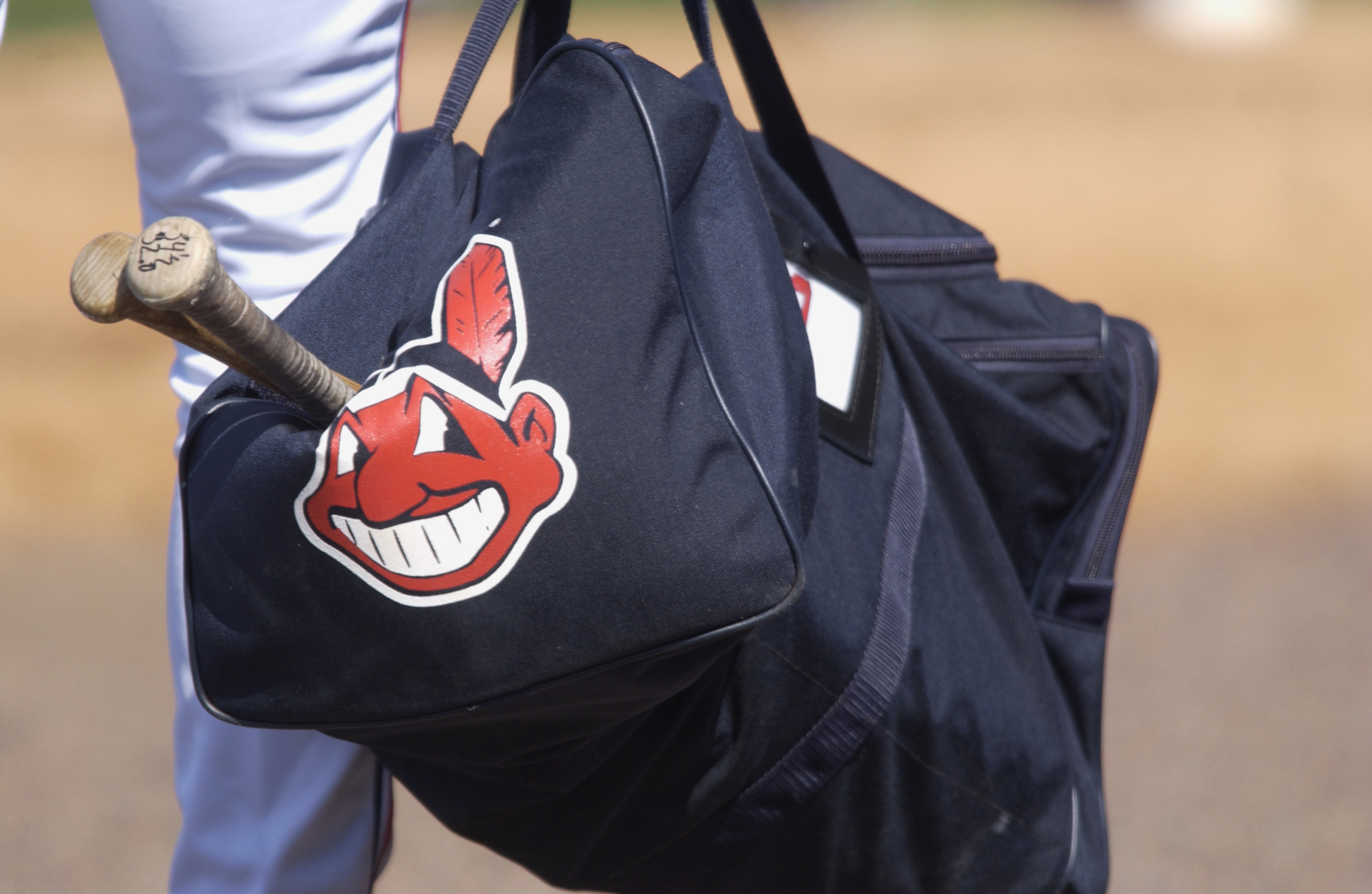 28 Feb 2002: A picture of the Cleveland Indians logo printed on a bag during the spring training game between the Minnesota Twins and the Cleveland Indians at Chain of Lakes Park in Winter Haven, Florida. The Twins won 6-4. DIGITAL IMAGE. Mandatory Credit