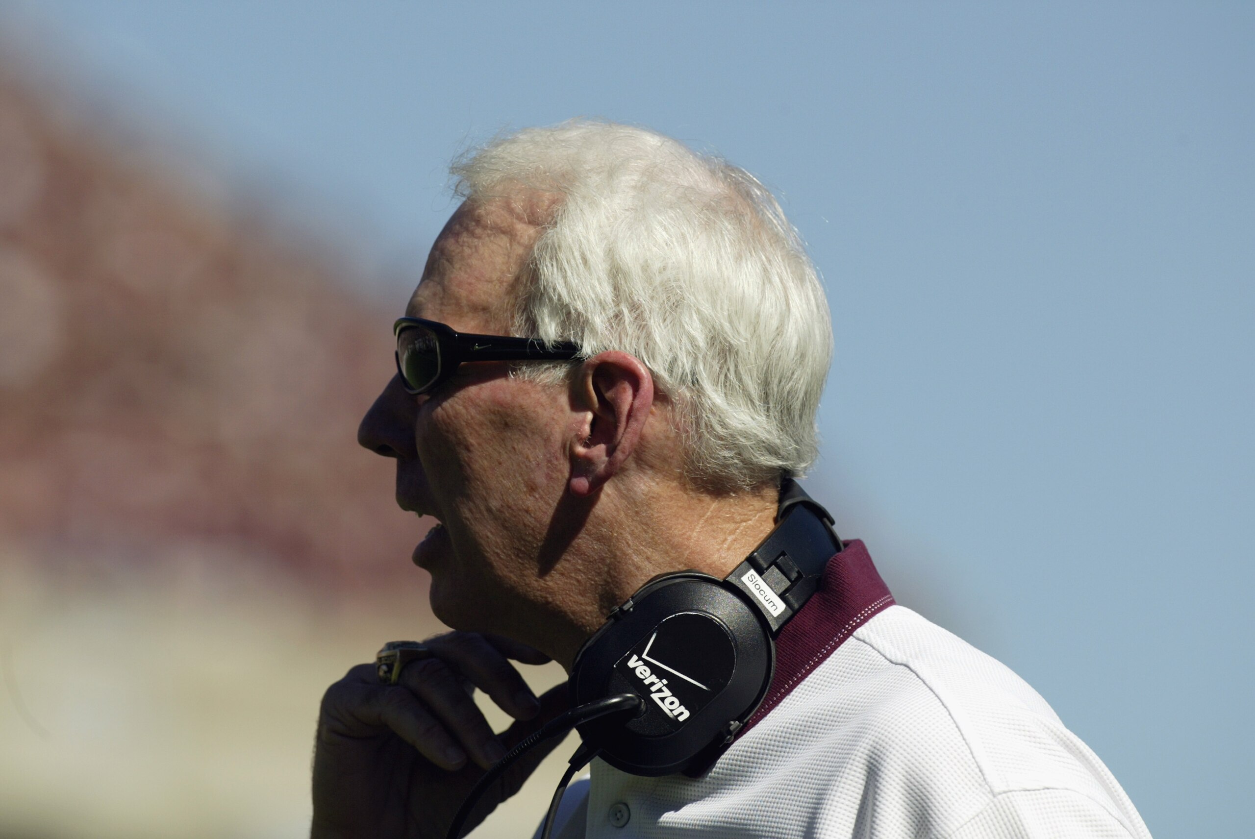 COLLEGE STATION, TX - SEPTEMBER 21:  Head coach R.C. Slocum of the Texas A&M Aggies stands on the sideline during the NCAA football game against the Virginia Tech Hokies on September 21, 2002 at Kyle Field in College Station, Texas. The Hokies won 13-3. (