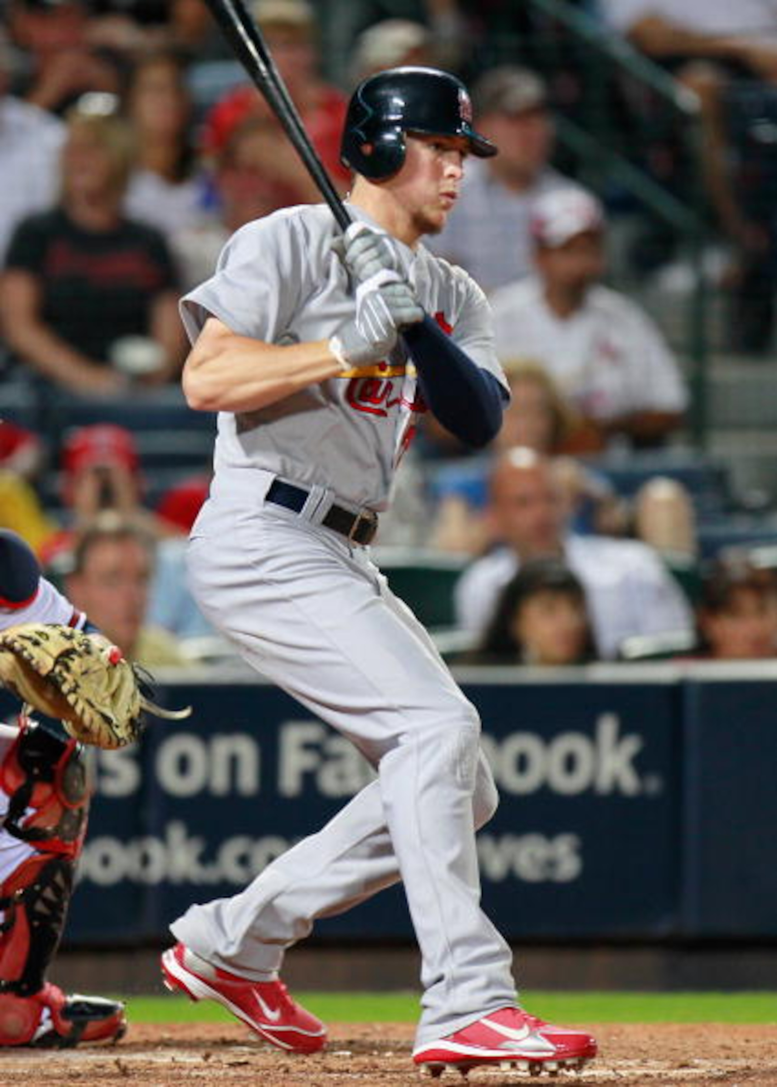 ATLANTA - SEPTEMBER 09:  Colby Rasmus #28 of the St. Louis Cardinals against the Atlanta Braves at Turner Field on September 9, 2010 in Atlanta, Georgia.  (Photo by Kevin C. Cox/Getty Images)