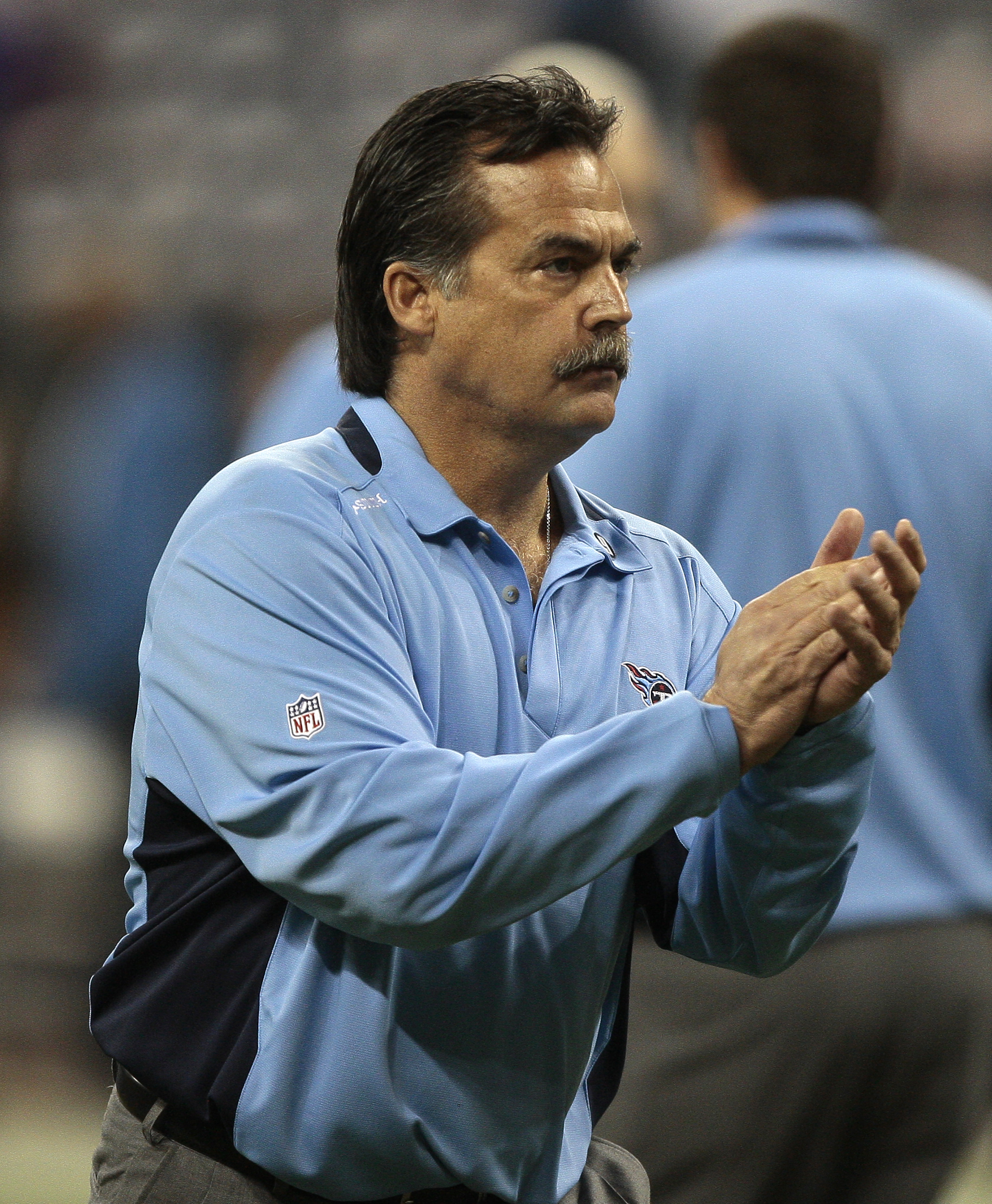 HOUSTON - NOVEMBER 23: Tennessee Titans head coach Jeff Fisher at Reliant Stadium on November 23, 2009 in Houston, Texas. (Photo by Bob Levey/Getty Images)