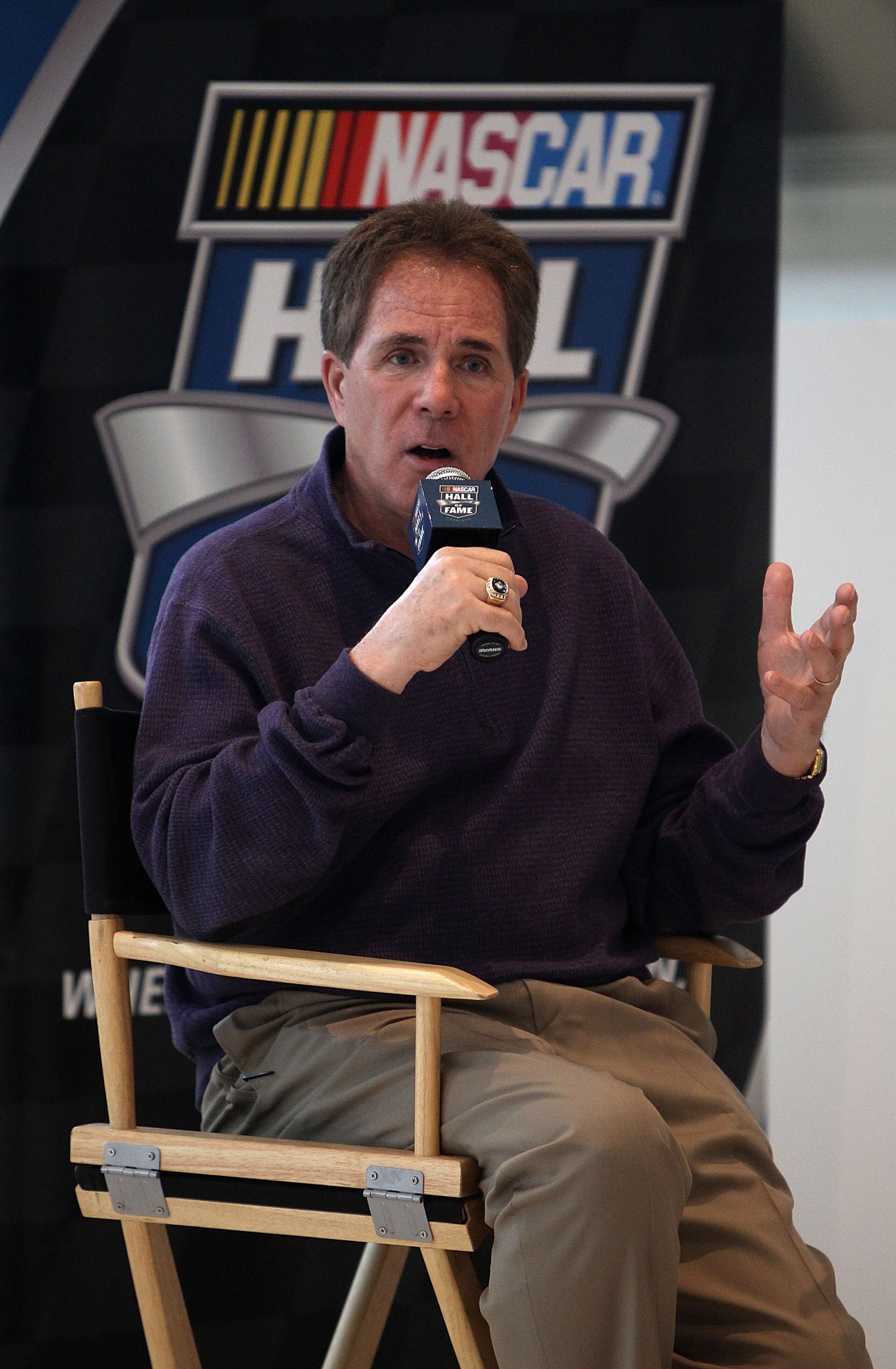 CHARLOTTE, NC - MARCH 22: Darrell Waltrip speaks to the media about the unveiling of his Championship-winning No. 11 Mountain Dew Buick during the kick off of the final 50 days before the opening of the NASCAR Hall of Fame at the NASCAR Hall of Fame on M CHARLOTTE, NC - MARCH 22: Darrell Waltrip speaks to the media about the unveiling of his Championship-winning No. 11 Mountain Dew Buick during the kick off of the final 50 days before the opening of the NASCAR Hall of Fame at the NASCAR Hall of Fame on M