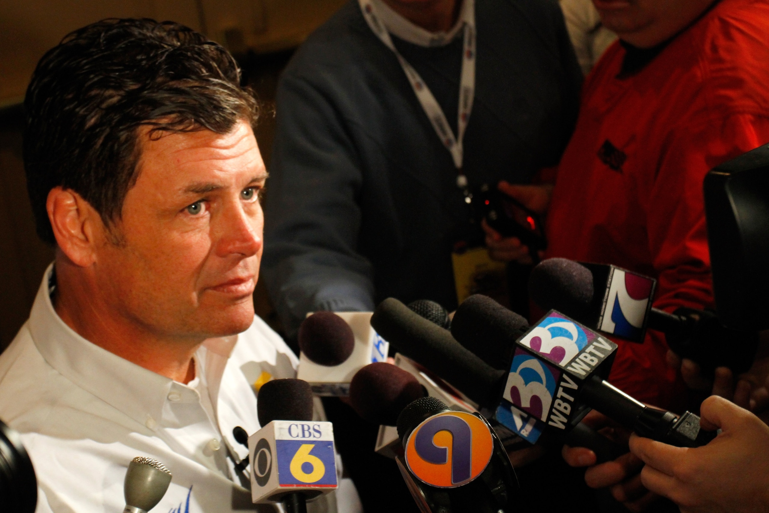 CHARLOTTE, NC - JANUARY 25: Michael Waltrip, team owner and driver of the #15 NAPA Toyota, speaks to the media during the NASCAR Sprint Media Tour hosted by Charlotte Motor Speedway, held at Hilton University on January 25, 2011 in Charlotte, North Carol CHARLOTTE, NC - JANUARY 25: Michael Waltrip, team owner and driver of the #15 NAPA Toyota, speaks to the media during the NASCAR Sprint Media Tour hosted by Charlotte Motor Speedway, held at Hilton University on January 25, 2011 in Charlotte, North Carol