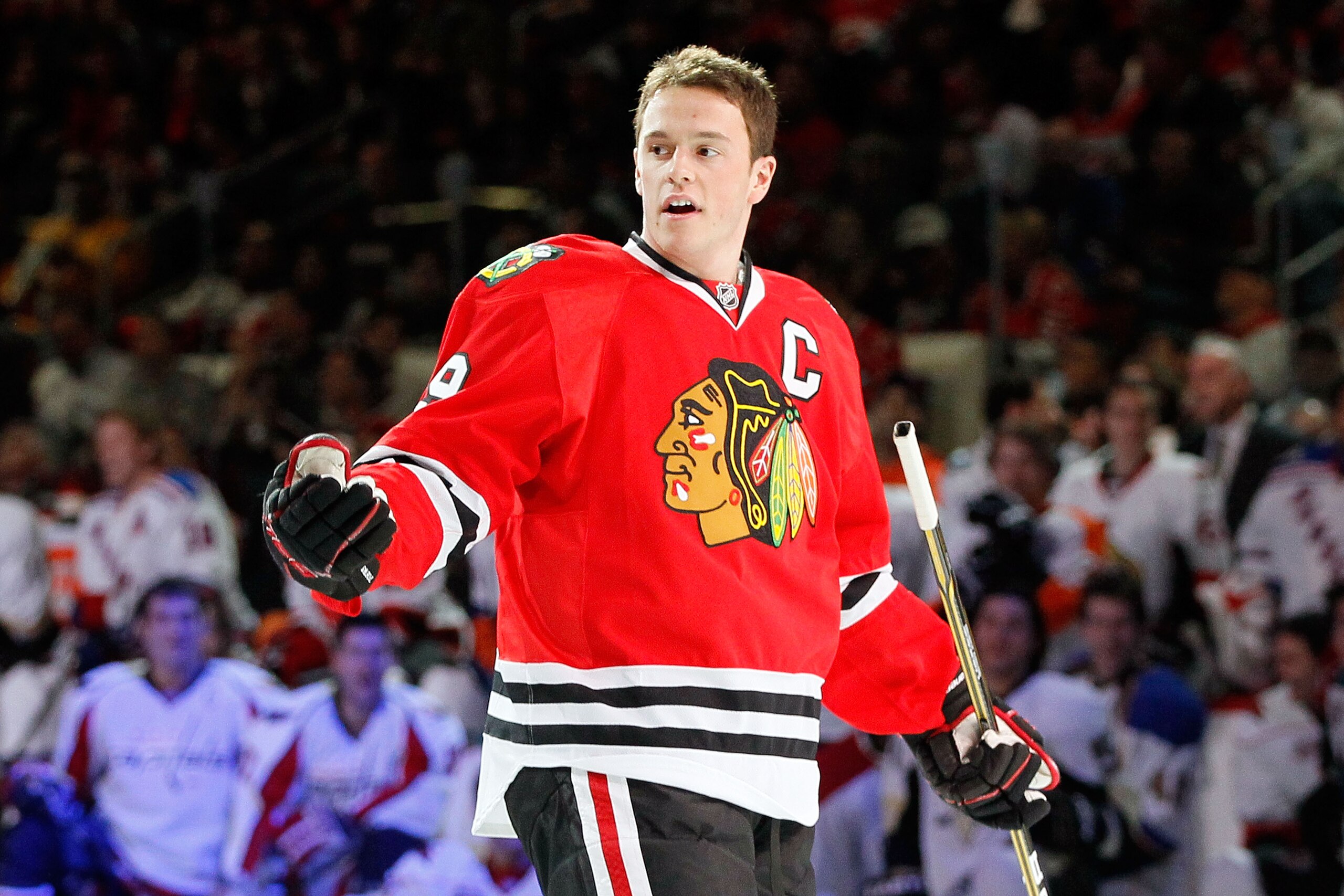 RALEIGH, NC - JANUARY 29:  Jonathan Toews #19 of the Chicago Blackhawks takes part in the Honda NHL SuperSkills competition part of 2011 NHL All-Star Weekend at the RBC Center on January 29, 2011 in Raleigh, North Carolina.  (Photo by Kevin C. Cox/Getty I