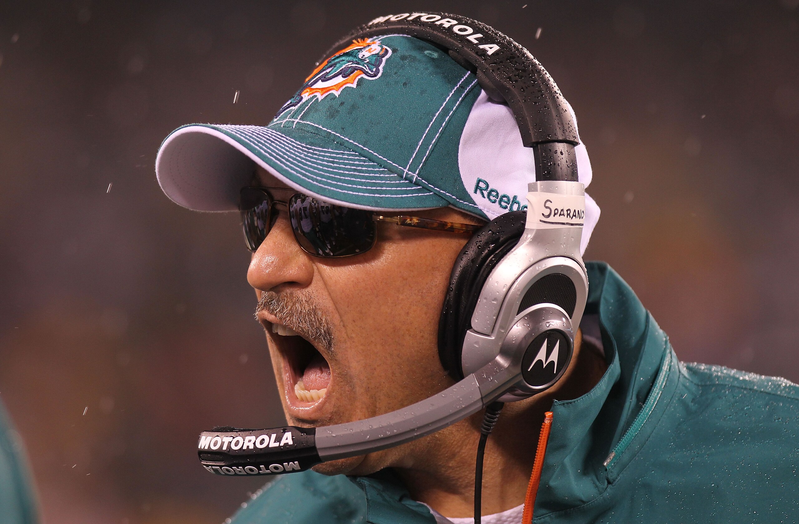 EAST RUTHERFORD, NJ - DECEMBER 12: Head coach of the Miami Dolphins, Tony Sparano on the sideline against the New York Jets at New Meadowlands Stadium on December 12, 2010 in East Rutherford, New Jersey.  (Photo by Nick Laham/Getty Images)