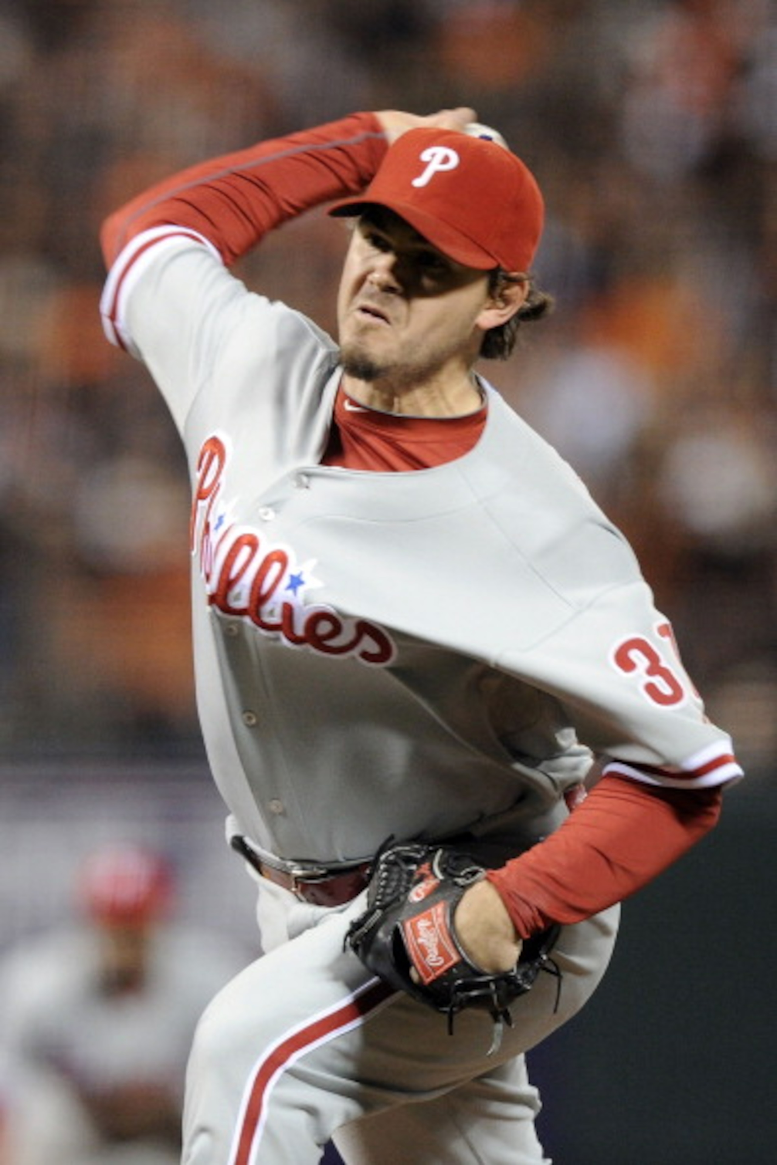 SAN FRANCISCO - OCTOBER 20:  Chad Durbin #37 of the Philadelphia Phillies pitches in the sixth inning against the San Francisco Giants in Game Four of the NLCS during the 2010 MLB Playoffs at AT&T Park on October 20, 2010 in San Francisco, California.  (P