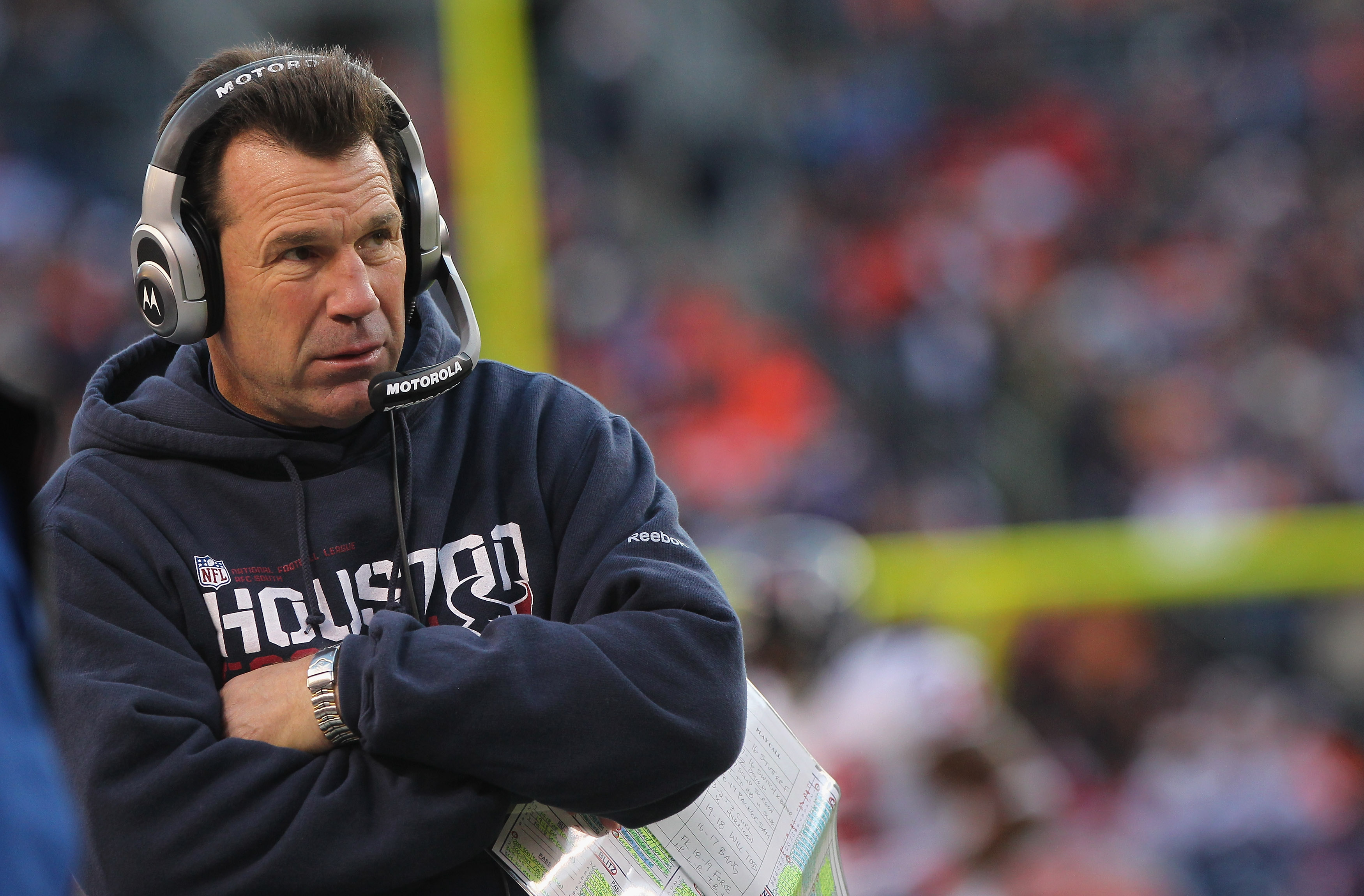 DENVER - DECEMBER 26: Head coach Gary Kubiak of the Houston Texas looks on as he faces the Denver Broncos at INVESCO Field at Mile High on December 26, 2010 in Denver, Colorado. The Broncos defeated the Texans 24-23. (Photo by Doug Pensinger/Getty Image