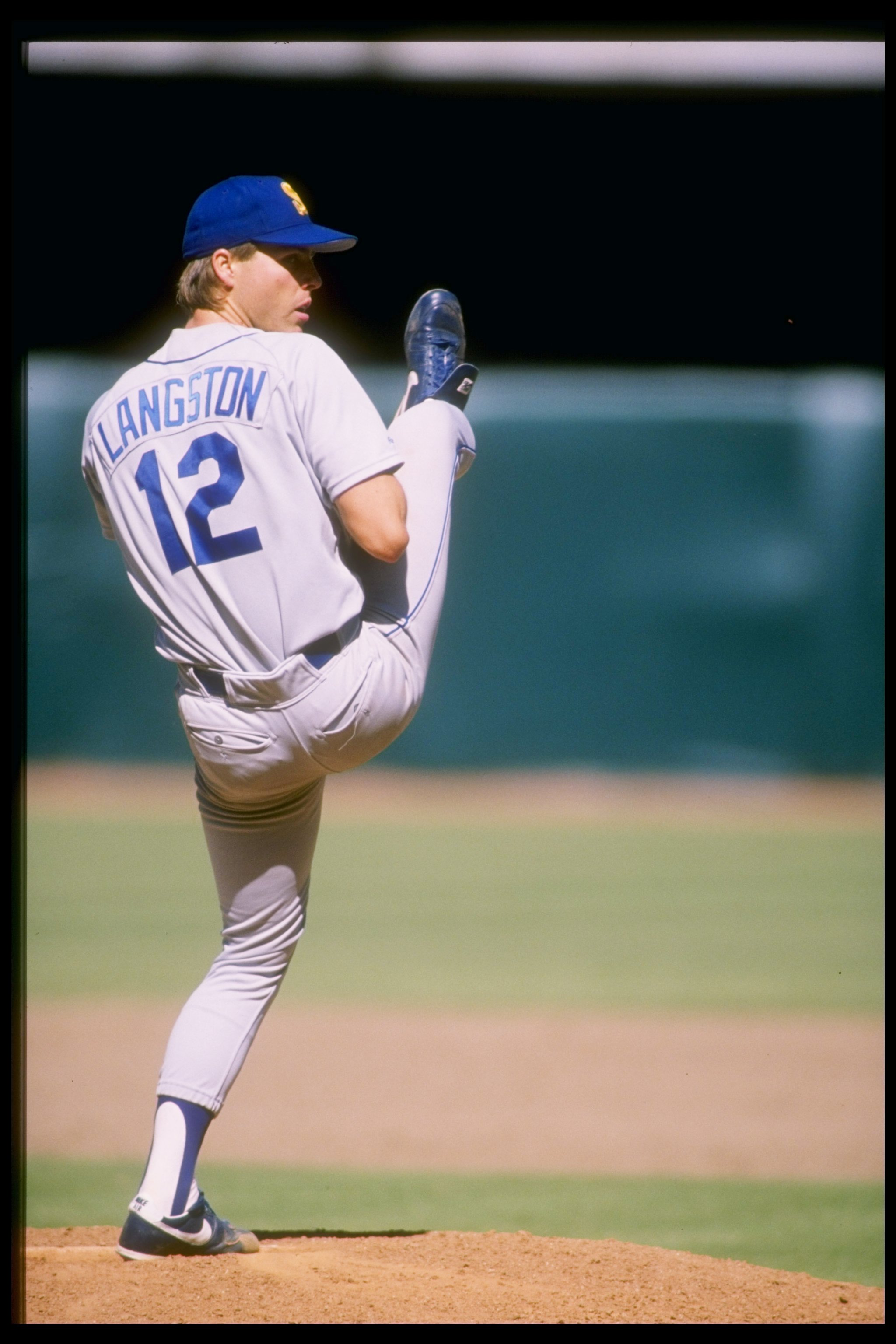 1987:  Pitcher Mark Langston of the Seattle Mariners winds up for the pitch during a game against the California Angels at Anaheim Stadium in Anaheim, California. Mandatory Credit: Rick Stewart  /Allsport