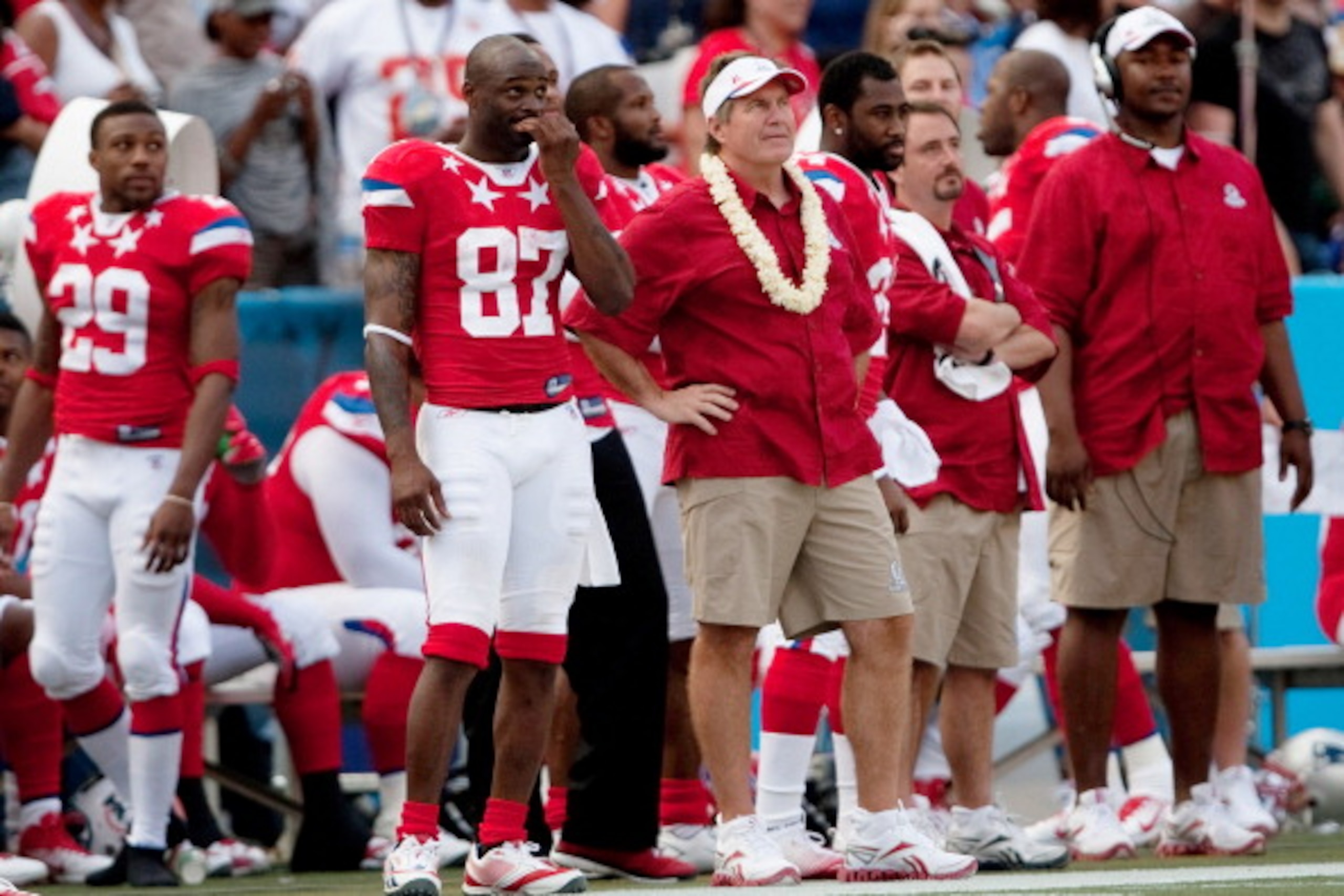 HONOLULU - JANUARY 30:  Bill Belichick Head Coach of the American Football Conference team on the sidelines during the 2011 NFL Pro Bowl against the National Football Conference (NFC) at Aloha Stadium on January 30, 2011 in Honolulu, Hawaii.  (Photo by Ke