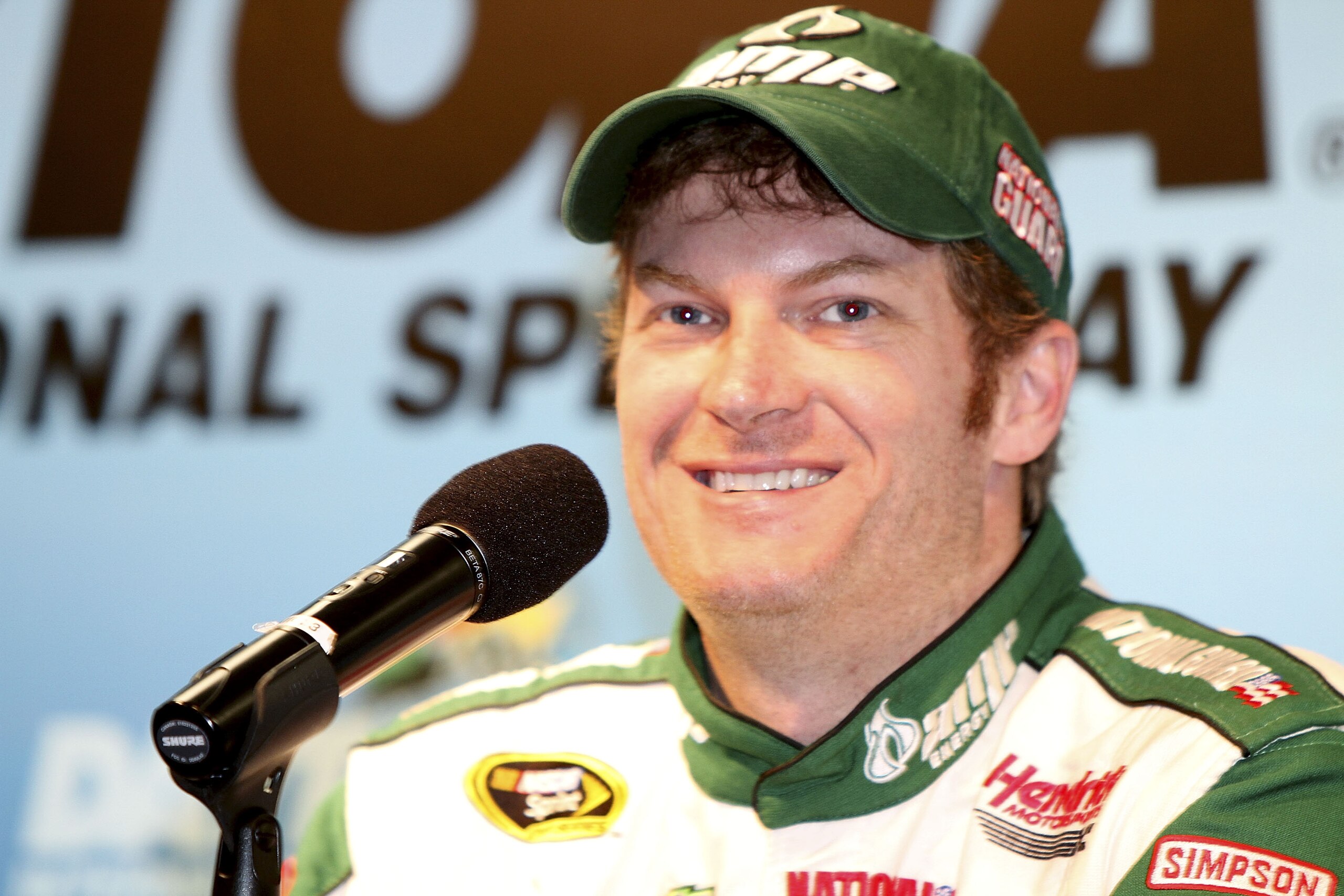 DAYTONA BEACH, FL - JANUARY 20: Dale Earnhardt Jr, driver of the #88 National Guard/ AMP Energy Chevrolet addresses the media during testing at Daytona International Speedway on January 20, 2011 in Daytona Beach, Florida. (Photo by Jerry Markland/Getty DAYTONA BEACH, FL - JANUARY 20: Dale Earnhardt Jr, driver of the #88 National Guard/ AMP Energy Chevrolet addresses the media during testing at Daytona International Speedway on January 20, 2011 in Daytona Beach, Florida. (Photo by Jerry Markland/Getty