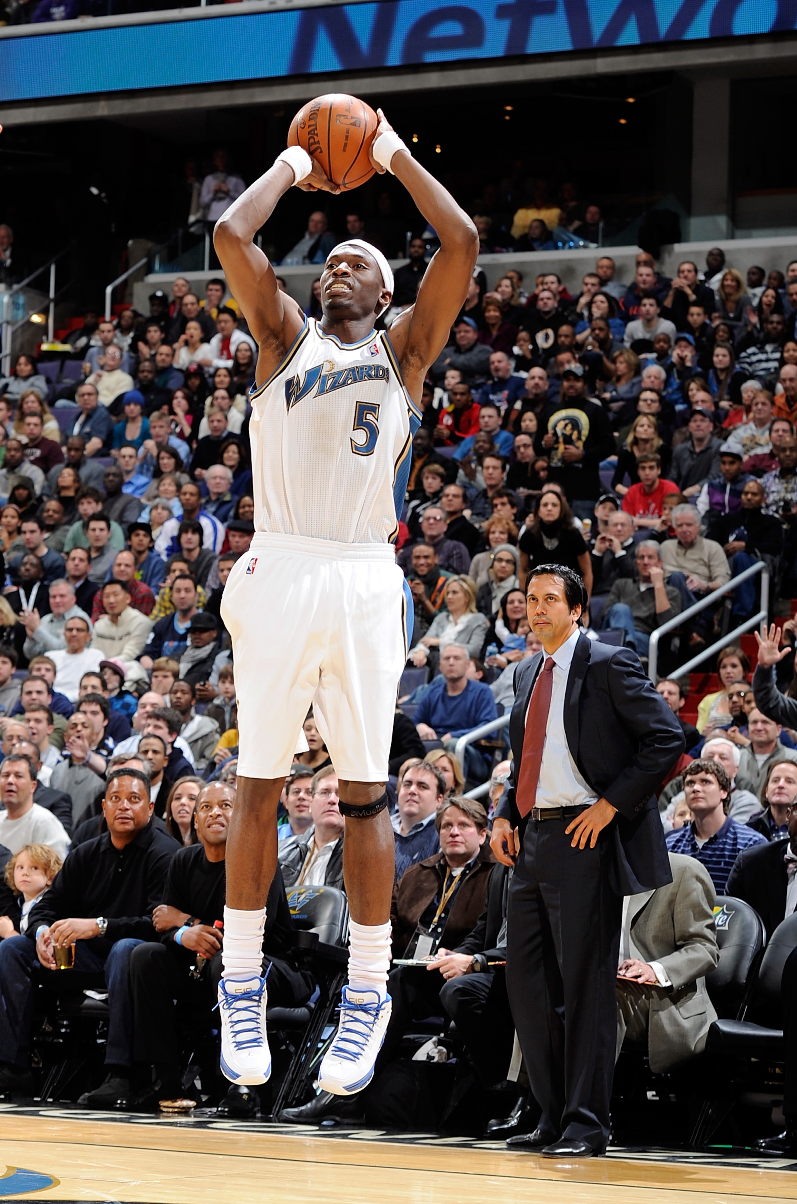 WASHINGTON, DC - DECEMBER 18:  Josh Howard #5 of the Washington Wizards shoots a jump shot against the Miami Heat at the Verizon Center on December 18, 2010 in Washington, DC. NOTE TO USER: User expressly acknowledges and agrees that, by downloading and o