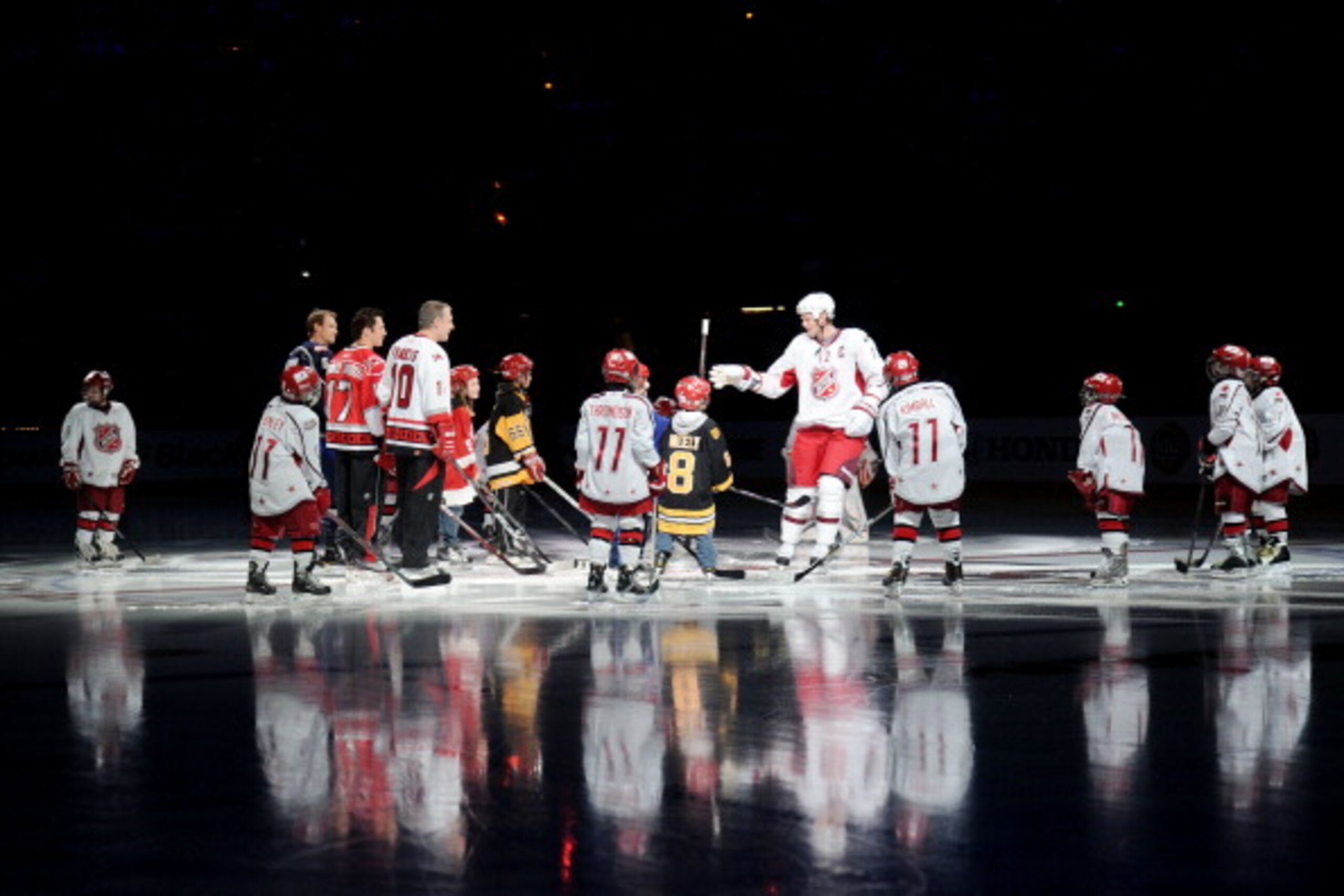 RALEIGH, NC - JANUARY 30:  Eric Staal #12 of the Carolina Hurricanes is introduced before they play against Team Lidstrom in the 58th NHL All-Star Game at RBC Center on January 30, 2011 in Raleigh, North Carolina.  (Photo by Harry How/Getty Images)
