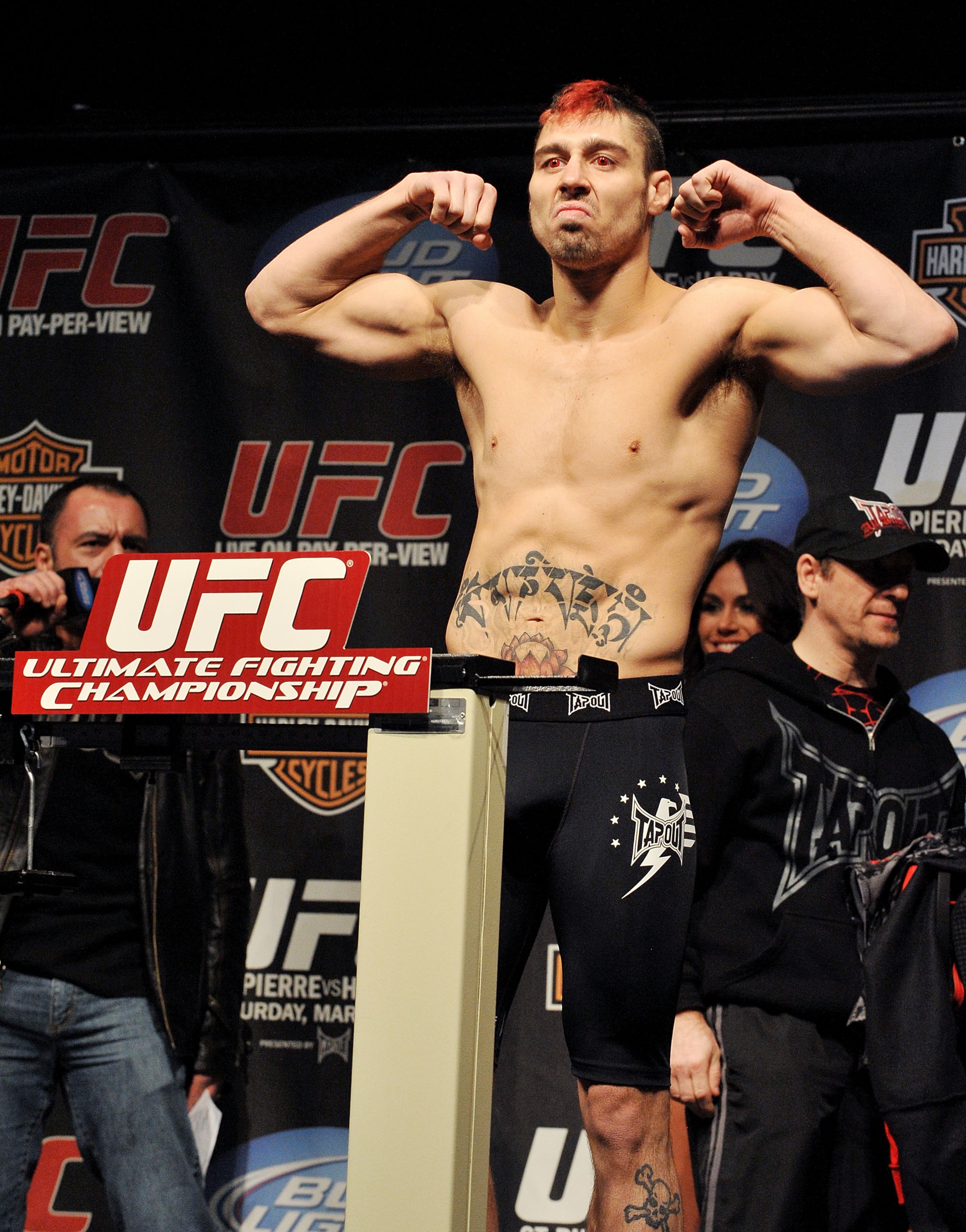 NEWARK, NJ - MARCH 26:  UFC fighter Dan Hardy (pictured) weighs in for his fight against UFC fighter Georges St-Pierre for their Championship Welterweight fight at UFC 111: St-Pierre vs. Hardy Weigh-In on March 26, 2010 in Newark, New Jersey.  (Photo by J
