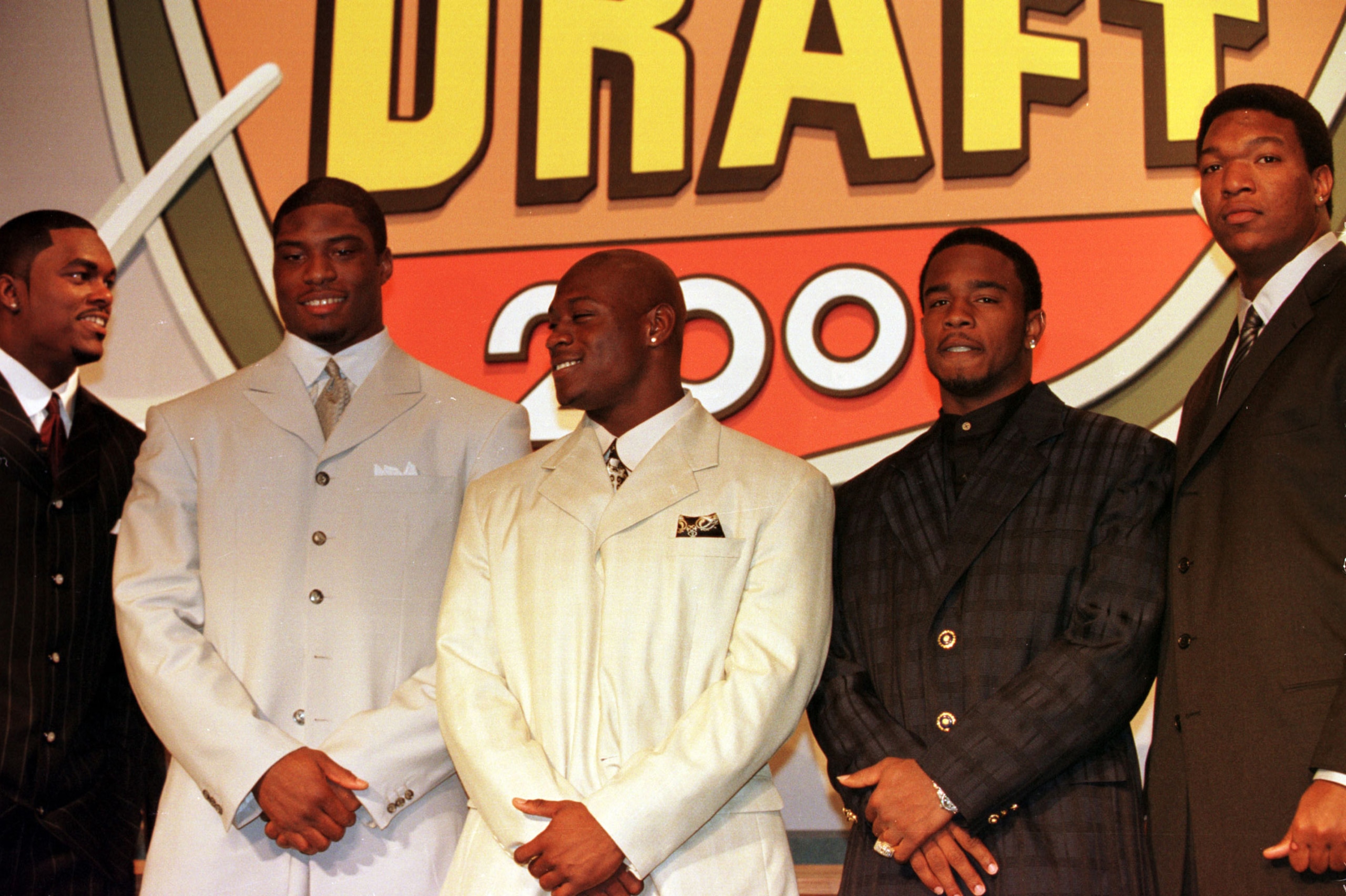 15 Apr 2000:   (L to R)  LaVar Arrington, Courtney Brown, Thomas Jones, Peter Warrick and Chris Samuels prior to the first round of the 2000 NFL Draft at the Paramount Theater at Madison Square Garden in New York, New York. Mandatory Credit: M. David Leed