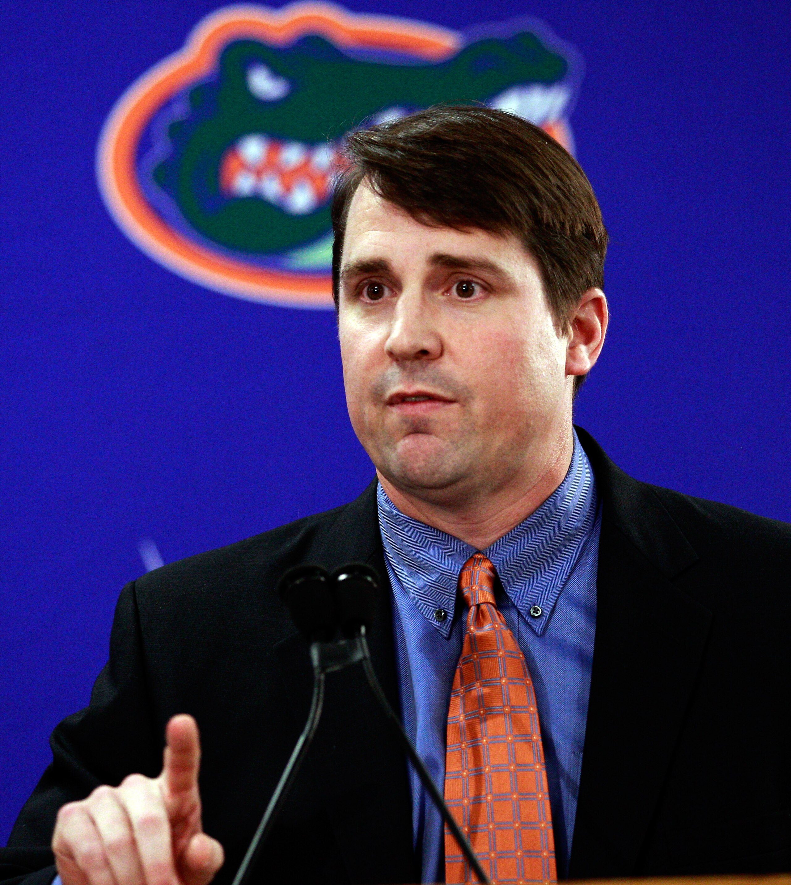 GAINESVILLE, FL - DECEMBER 14: Former defensive coordinator for the University of Texas, Will Muschamp speaks to the media after being introduced as the head coach of the University of Florida on December 14, 2010 in Gainesville, Florida. Muschamp is re GAINESVILLE, FL - DECEMBER 14: Former defensive coordinator for the University of Texas, Will Muschamp speaks to the media after being introduced as the head coach of the University of Florida on December 14, 2010 in Gainesville, Florida. Muschamp is re