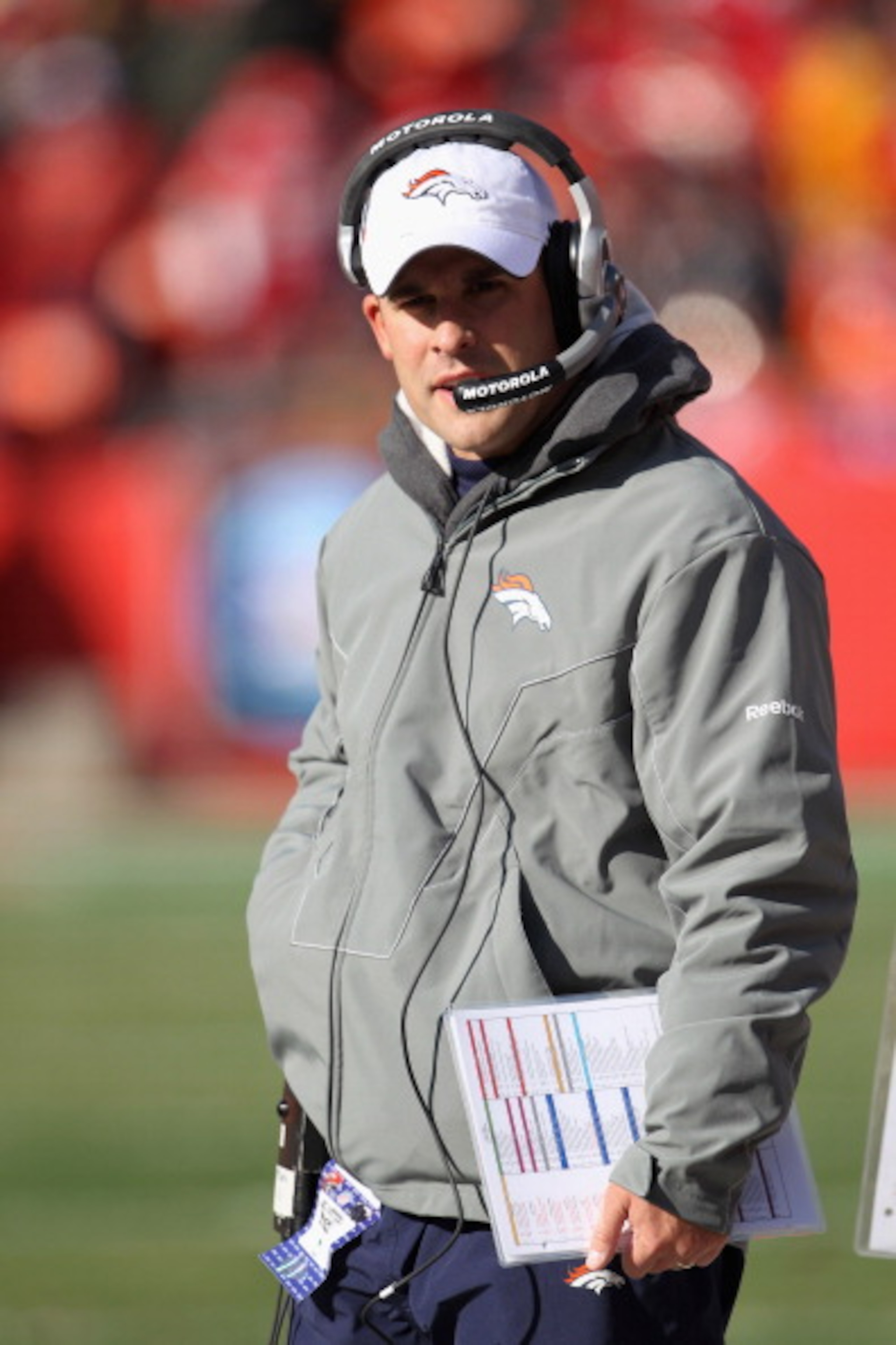 KANSAS CITY, MO - DECEMBER 05: Head coach Josh McDaniels of the Denver Broncos looks on from the sidelines during the game against the Kansas City Chiefs on December 5, 2010 at Arrowhead Stadium in Kansas City, Missouri. (Photo by Jamie Squire/Getty Ima KANSAS CITY, MO - DECEMBER 05: Head coach Josh McDaniels of the Denver Broncos looks on from the sidelines during the game against the Kansas City Chiefs on December 5, 2010 at Arrowhead Stadium in Kansas City, Missouri. (Photo by Jamie Squire/Getty Ima