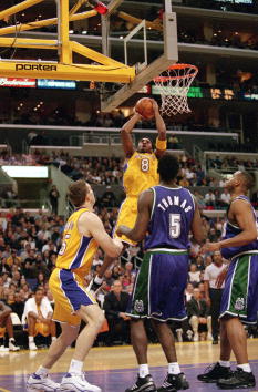 12 Dec 2000:  Kobe Bryant #8 of the Los Angeles Lakers takes a jump shot during the game against the Milwaukee Bucks at the STAPLES Center in Los Angeles, California. The Bucks defeated the Lakers 109-105.  NOTE TO USER: It is expressly understood that th