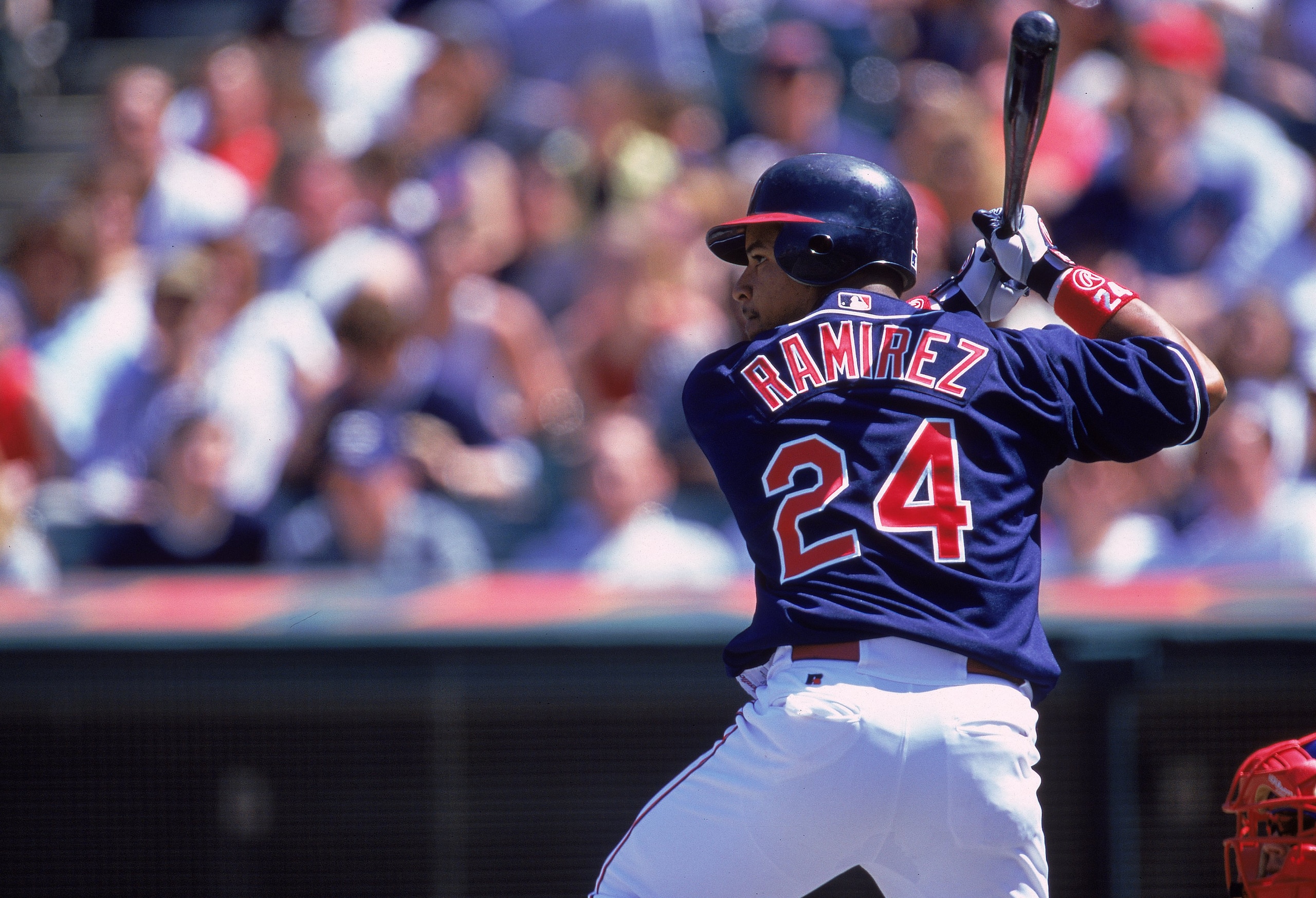 15 Apr 2000: Manny Ramirez #24 of the Cleveland Indians stands ready at bat during the game against the Texas Rangers at the Jacobs Field in Cleveland, Ohio. The Rangers defeated the Indians 6-4. Mandatory Credit: Harry How /Allsport 15 Apr 2000: Manny Ramirez #24 of the Cleveland Indians stands ready at bat during the game against the Texas Rangers at the Jacobs Field in Cleveland, Ohio. The Rangers defeated the Indians 6-4. Mandatory Credit: Harry How /Allsport