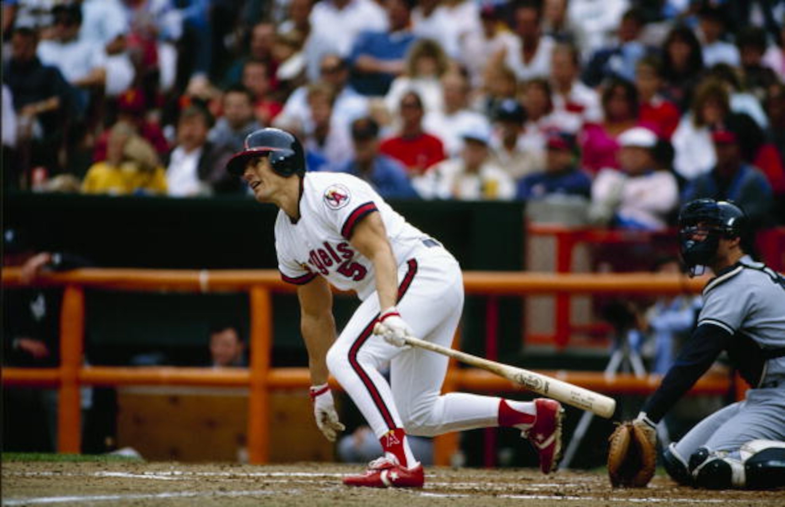 ANAHEIM, CA - 1989: Brian Downing of the California Angels bats during a game in the 1989 season against the New York Yankees at Anaheim Stadium in Anaheim, California. (Photo by Stephen Dunn/Getty Images) ANAHEIM, CA - 1989: Brian Downing of the California Angels bats during a game in the 1989 season against the New York Yankees at Anaheim Stadium in Anaheim, California. (Photo by Stephen Dunn/Getty Images)