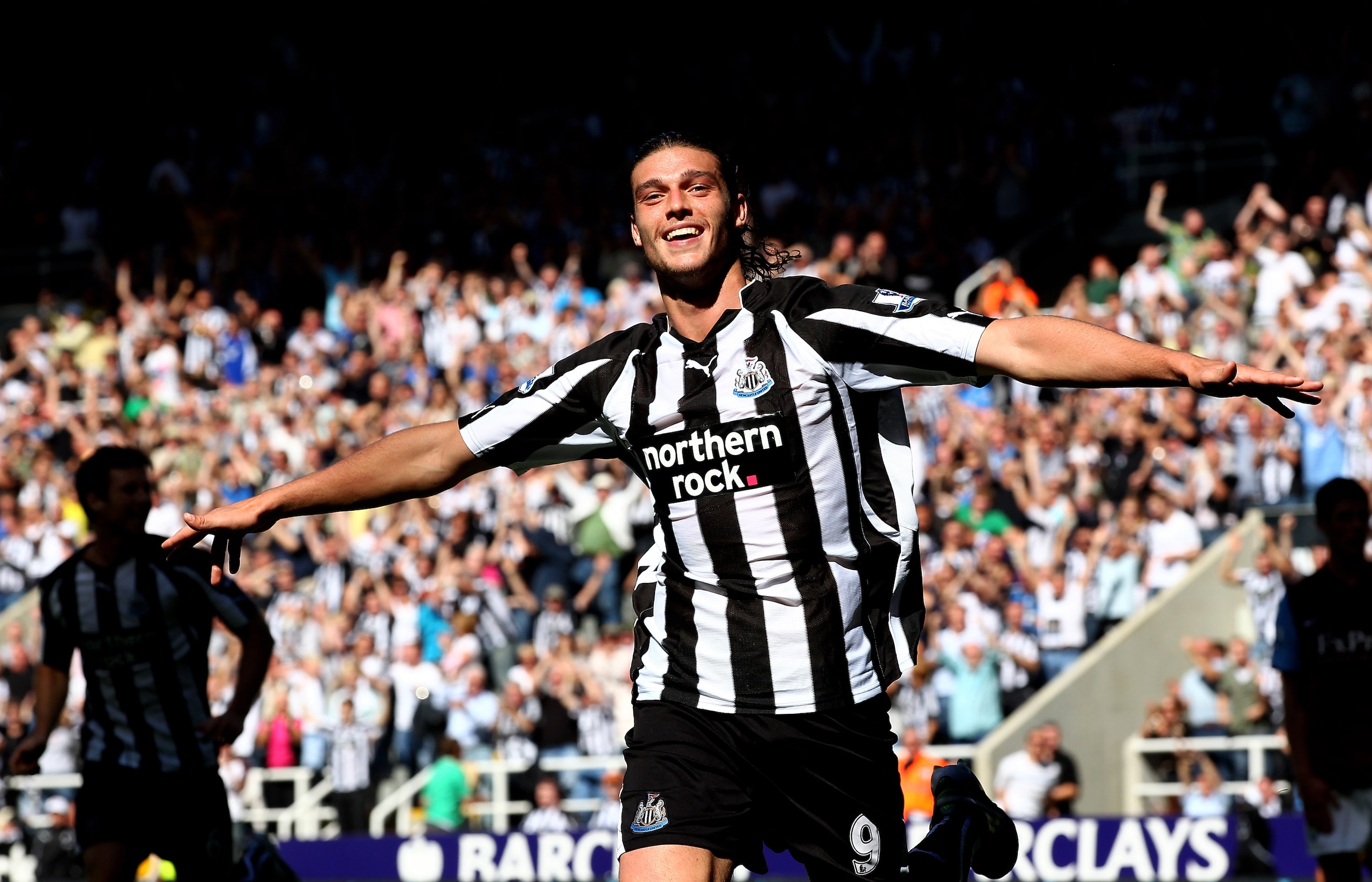 NEWCASTLE UPON TYNE, ENGLAND - AUGUST 22: Andy Carroll of Newcastle United celebrates scoring his teams fourth goal during the Barclays Premier League match between Newcastle United and Aston Villa at St James' Park on August 22, 2010 in Newcastle upon Ty NEWCASTLE UPON TYNE, ENGLAND - AUGUST 22: Andy Carroll of Newcastle United celebrates scoring his teams fourth goal during the Barclays Premier League match between Newcastle United and Aston Villa at St James' Park on August 22, 2010 in Newcastle upon Ty