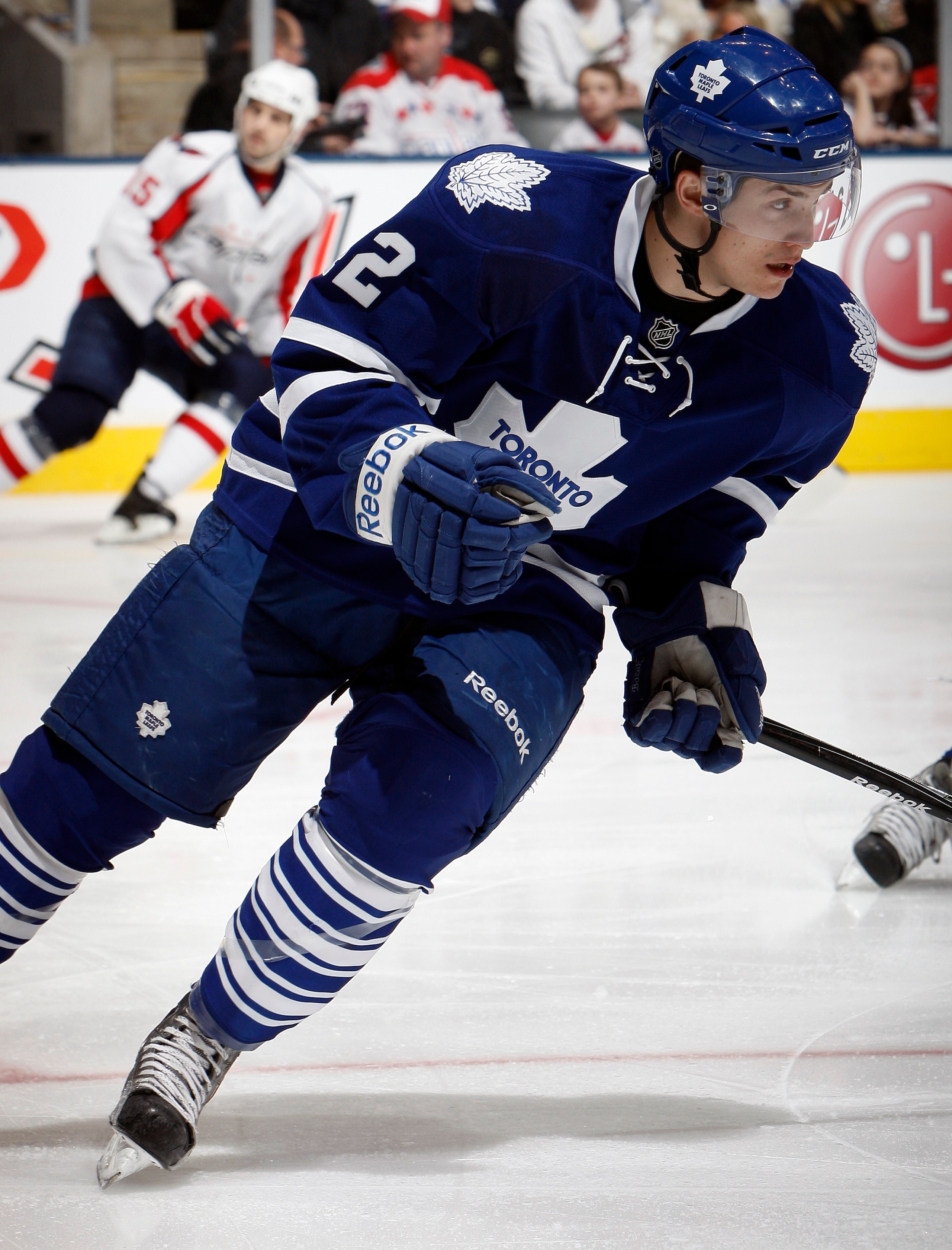 TORONTO, CANADA - JANUARY 22: Tyler Bozak #42 of the Toronto Maple Leafs skates up the ice during game action at the Air Canada Centre against the Washington Capitals January 22, 2011 in Toronto, Ontario, Canada. (Photo by Abelimages/Getty Images)