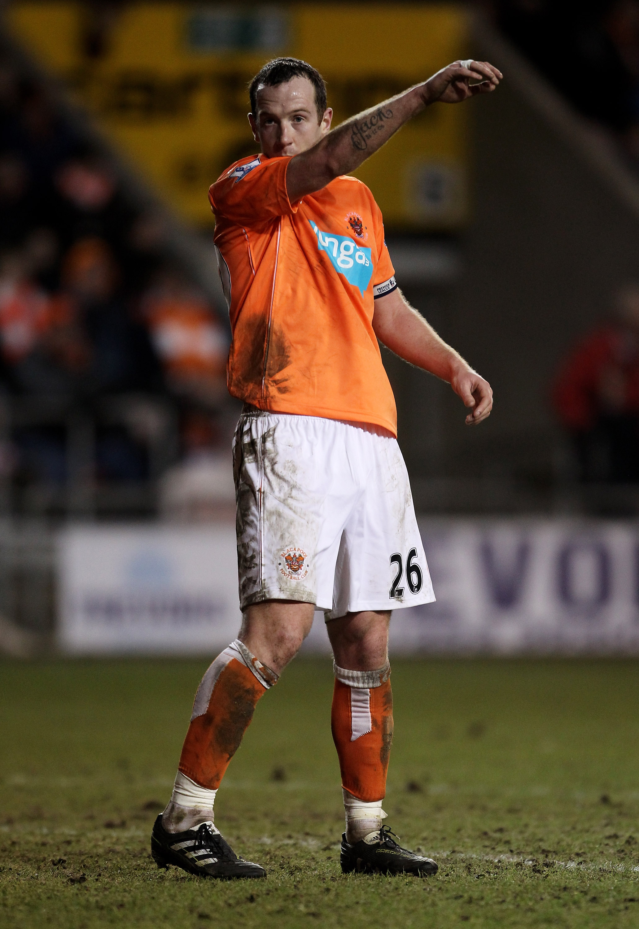 BLACKPOOL, ENGLAND - JANUARY 25:  Charlie Adam of Blackpool looks dejected during the Barclays Premier League match between Blackpool and Manchester United at Bloomfield Road on January 25, 2011 in Blackpool, England.  (Photo by Alex Livesey/Getty Images)