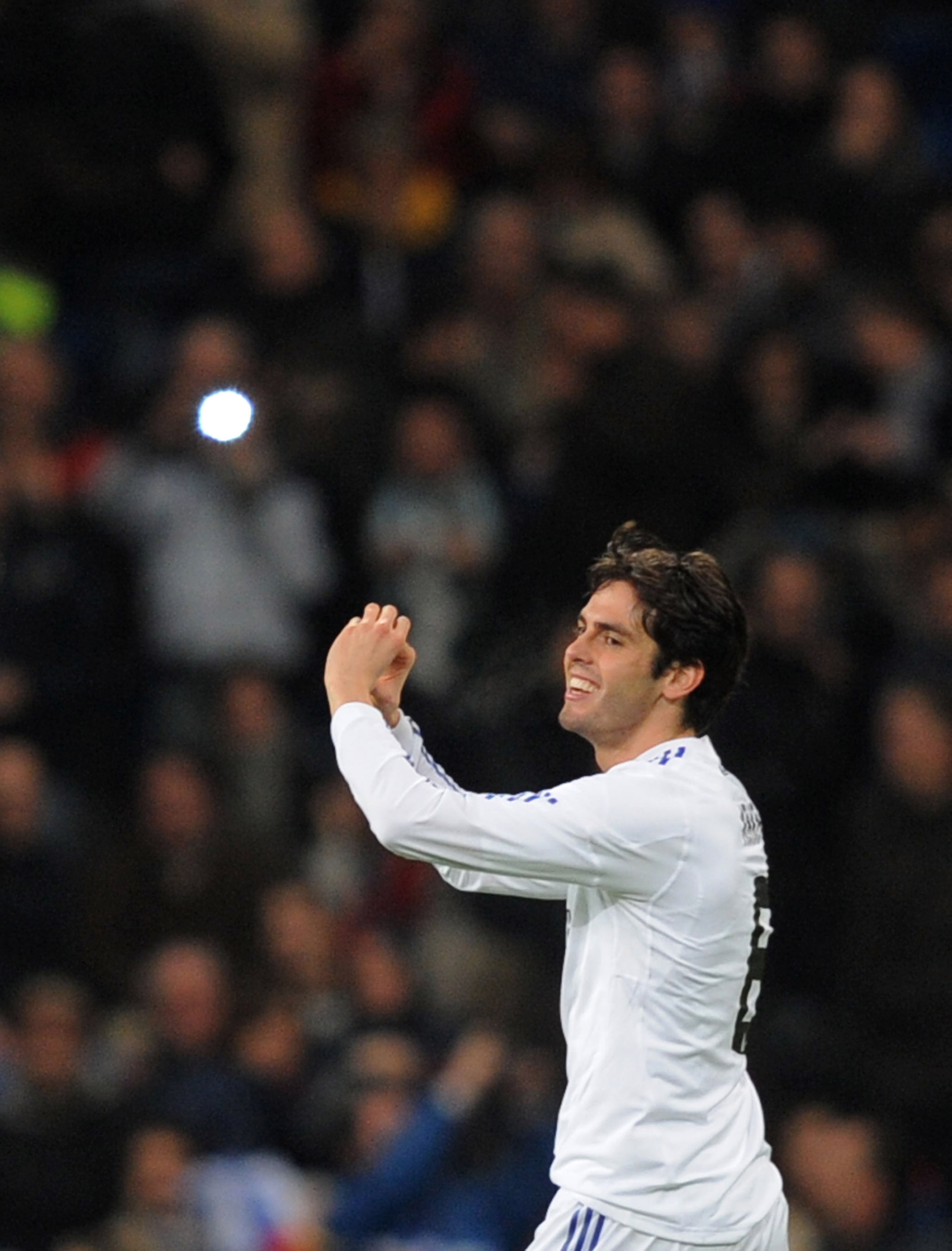 MADRID, SPAIN - JANUARY 09:  Kaka of Real Madrid celebrates after scoring Real's fourth goal during the La Liga match between Real Madrid and Villarreal at Estadio Santiago Bernabeu on January 9, 2011 in Madrid, Spain.  (Photo by Denis Doyle/Getty Images)