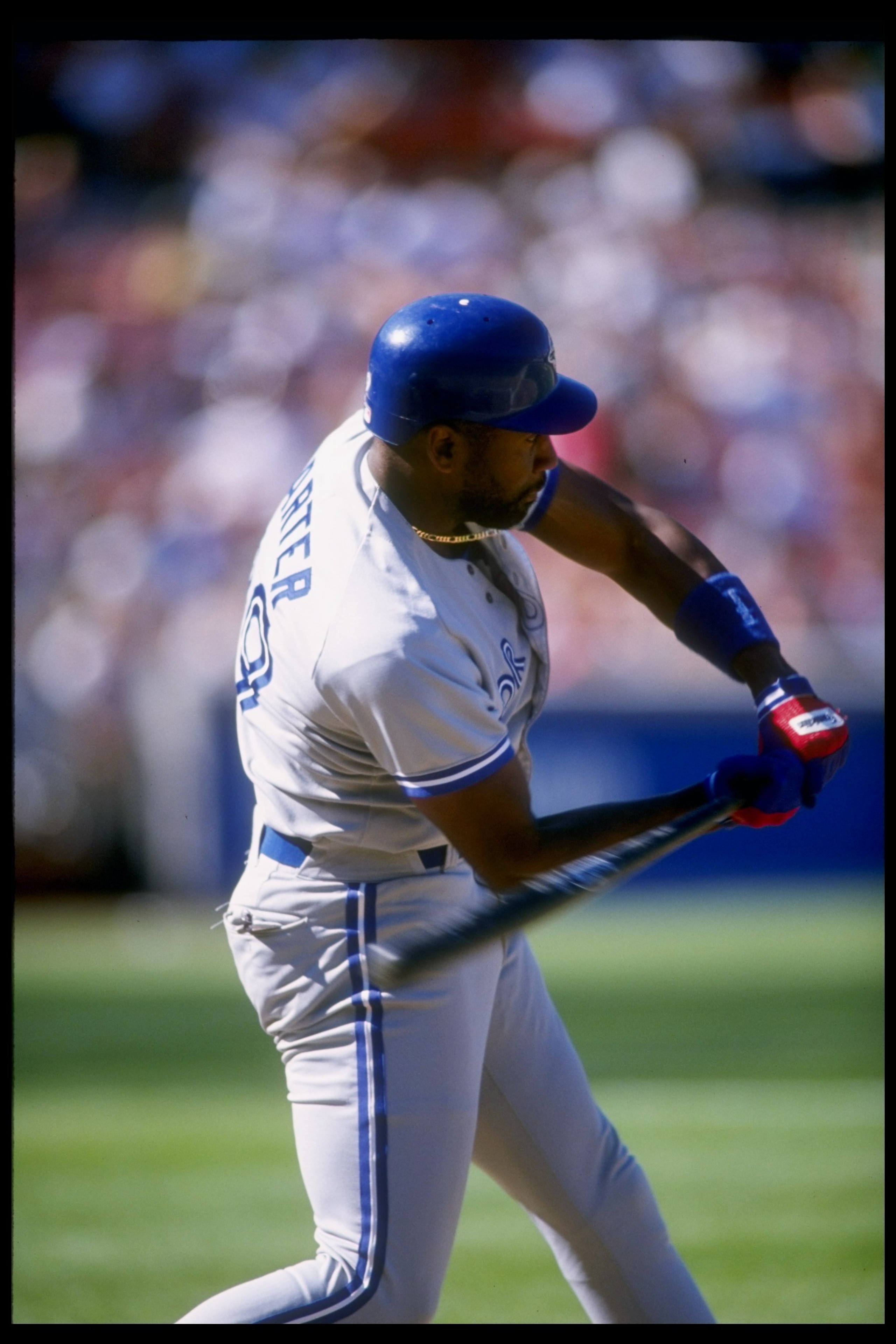 8 Jul 1995: First baseman Joe Carter of the Toronto Blue Jays swings at the ball during a game against the Oakland Athletics at the Oakland Coliseum in Oakland, California. The Blue Jays won the game 9-6. Mandatory Credit: Jed Jacobsohn /Allsport 8 Jul 1995: First baseman Joe Carter of the Toronto Blue Jays swings at the ball during a game against the Oakland Athletics at the Oakland Coliseum in Oakland, California. The Blue Jays won the game 9-6. Mandatory Credit: Jed Jacobsohn /Allsport
