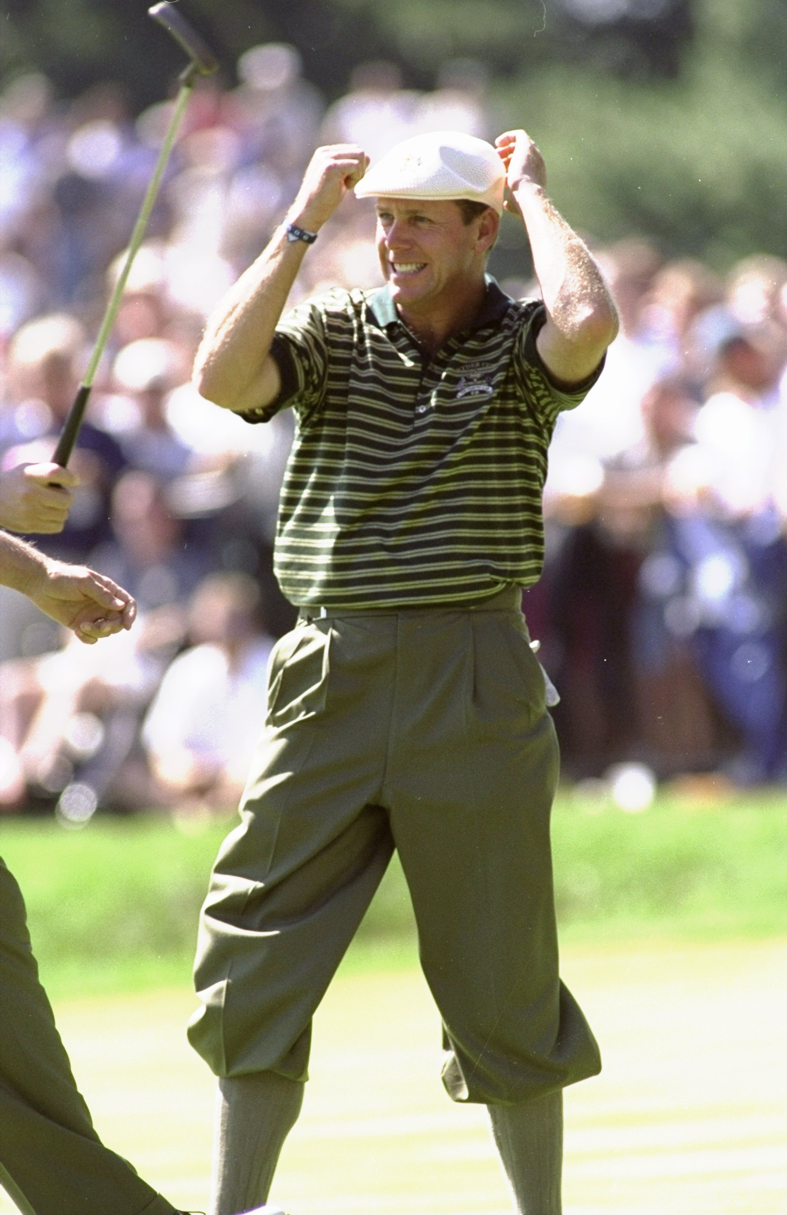 24 Sep 1999:  Payne Stewart of the USA celebrates during the 33rd Ryder Cup match played at the Brookline CC in Boston, Massachusetts, USA. \ Mandatory Credit: Craig Jones /Allsport