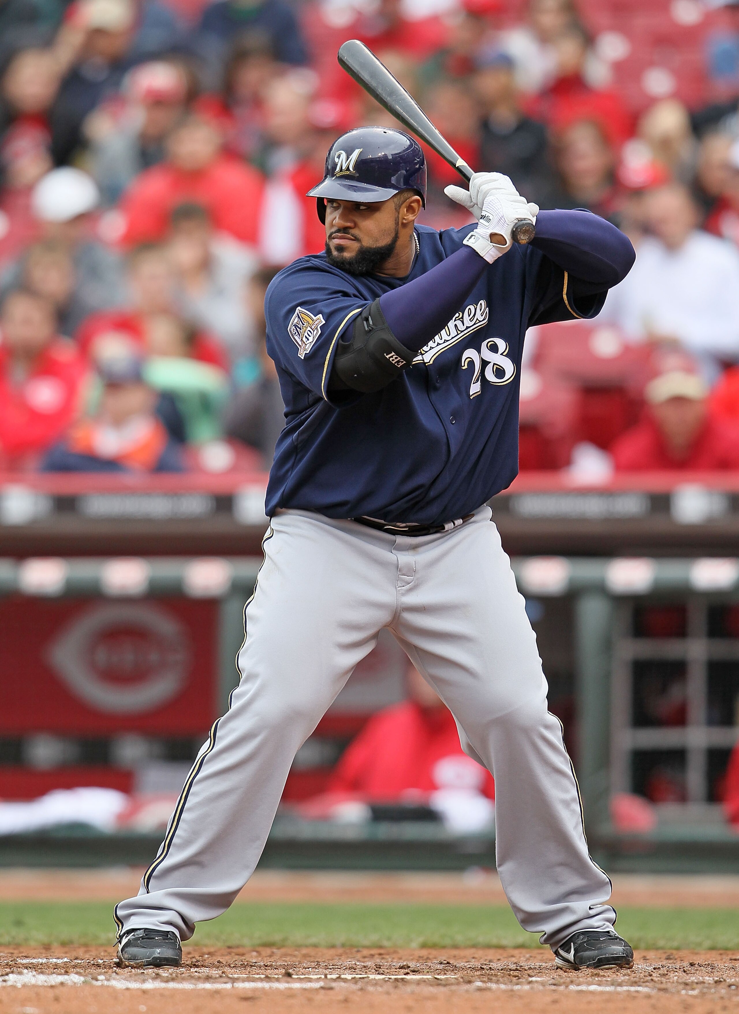 CINCINNATI - MAY 18:  Prince Fielder #28 of the Milwaukee Brewers is pictured during the game against the Cincinnati Reds at Great American Ball Park on May 18, 2010 in Cincinnati, Ohio.  (Photo by Andy Lyons/Getty Images)