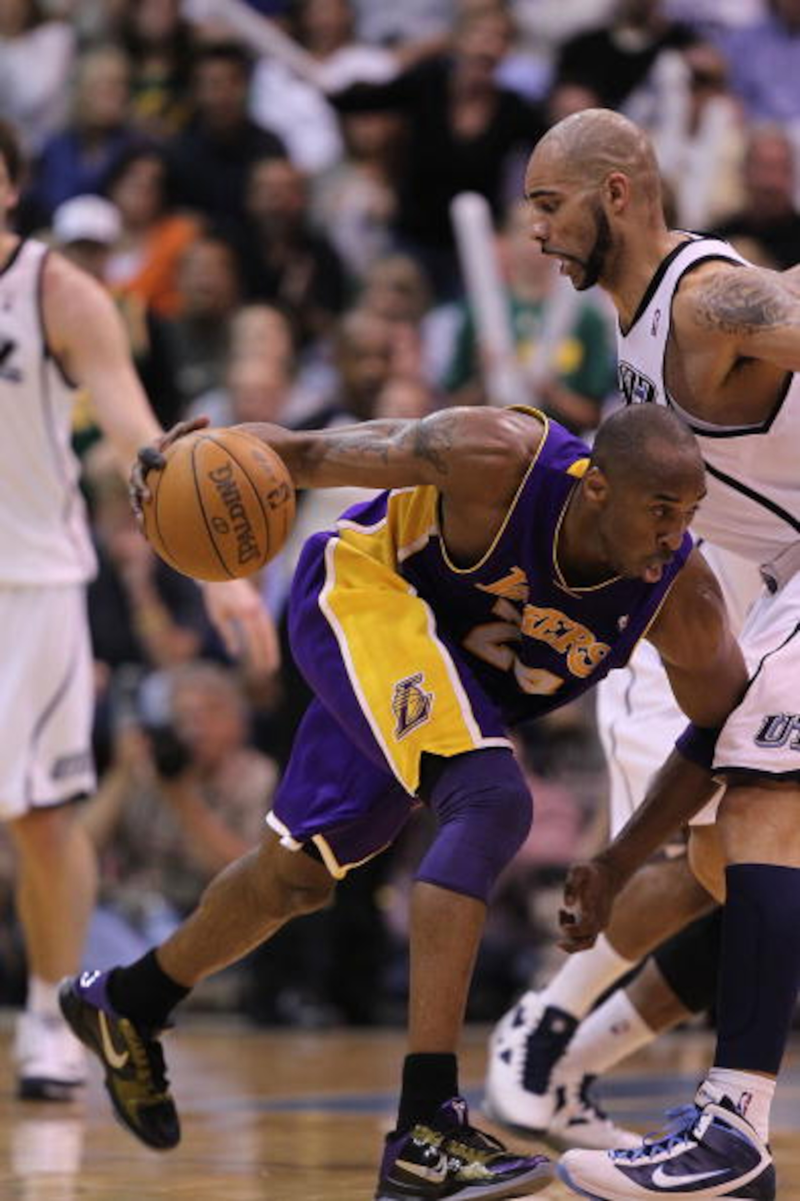 SALT LAKE CITY - MAY 10: Kobe Bryant #24 of the Los Angeles Lakers in action against the Utah Jazz during Game Four of the Western Conference Semifinals of the 2010 NBA Playoffs on May 10, 2010 at Energy Solutions Arena in Salt Lake City, Utah. NOTE TO US