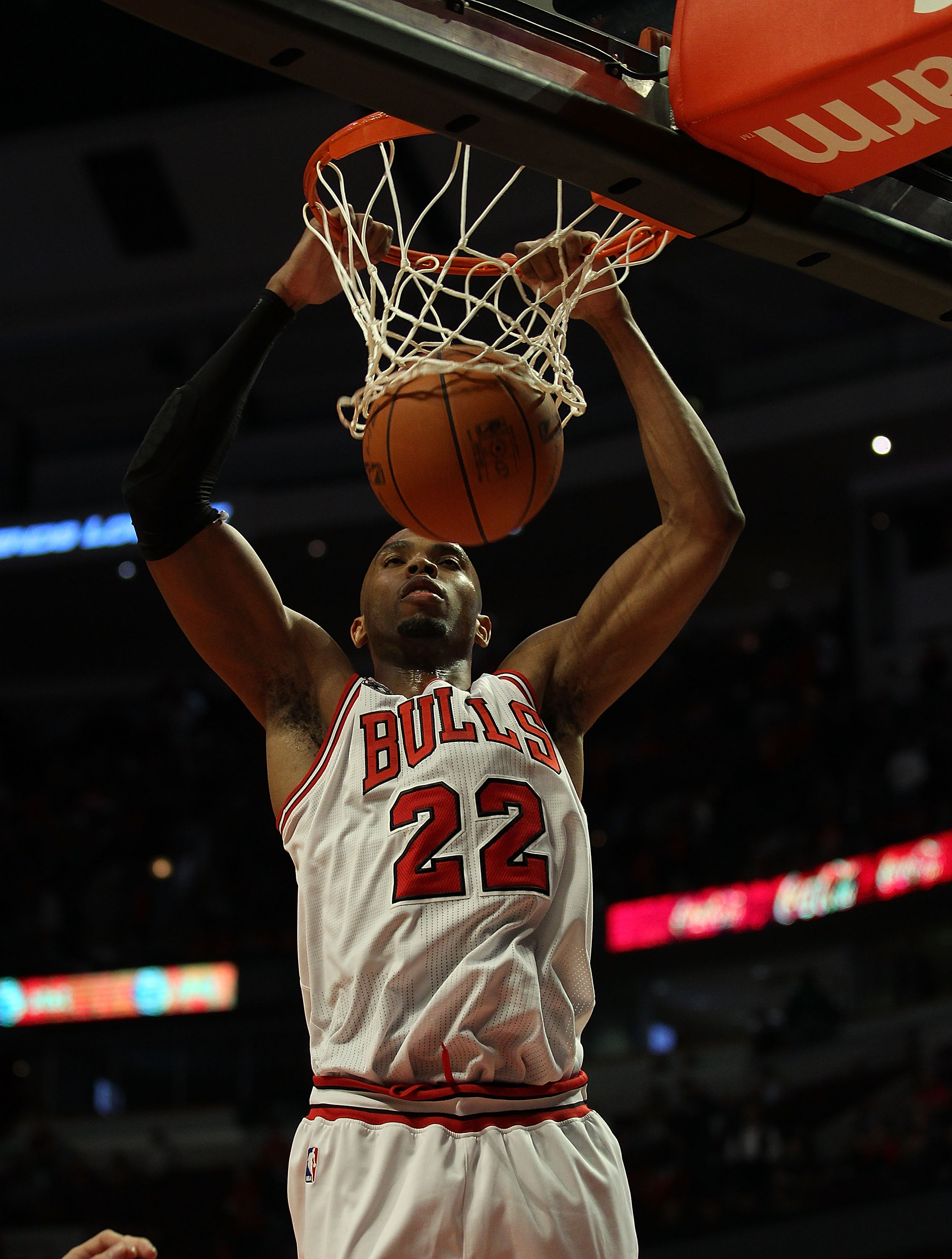 CHICAGO - NOVEMBER 01: Taj Gibson #22 of the Chicago Bulls dunks the ball against the Portland Trail Blazers at the United Center on November 1, 2010 in Chicago, Illinois. The Bulls defeated the Trail Blazers 110-98. NOTE TO USER: User expressly acknowled