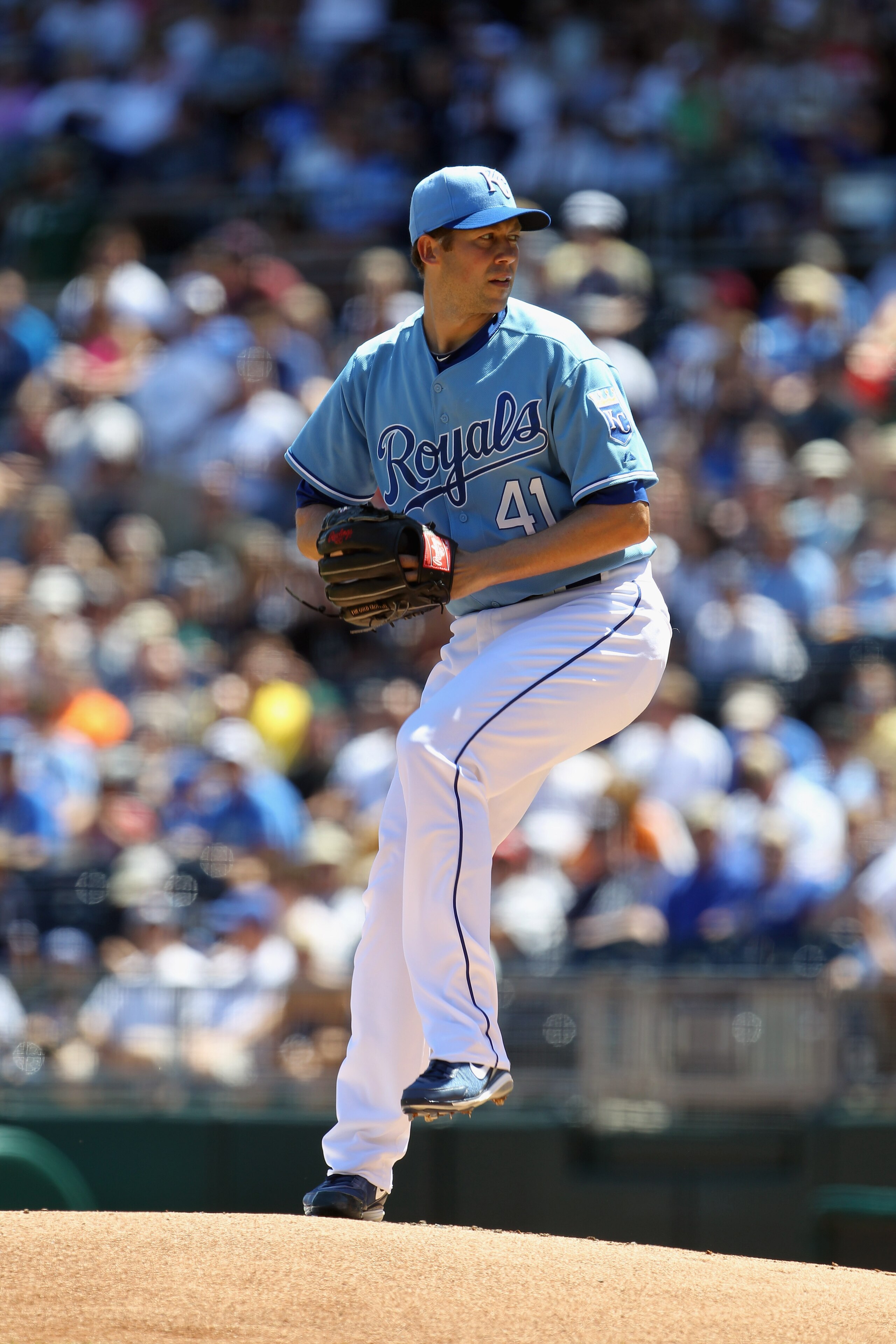 KANSAS CITY, MO - AUGUST 15:  Pitcher Bryan Bullington #41 of the Kansas City Royals in action during the game against the New York Yankees on August 15, 2010 at Kauffman stadium in Kansas City, Missouri.  (Photo by Jamie Squire/Getty Images)