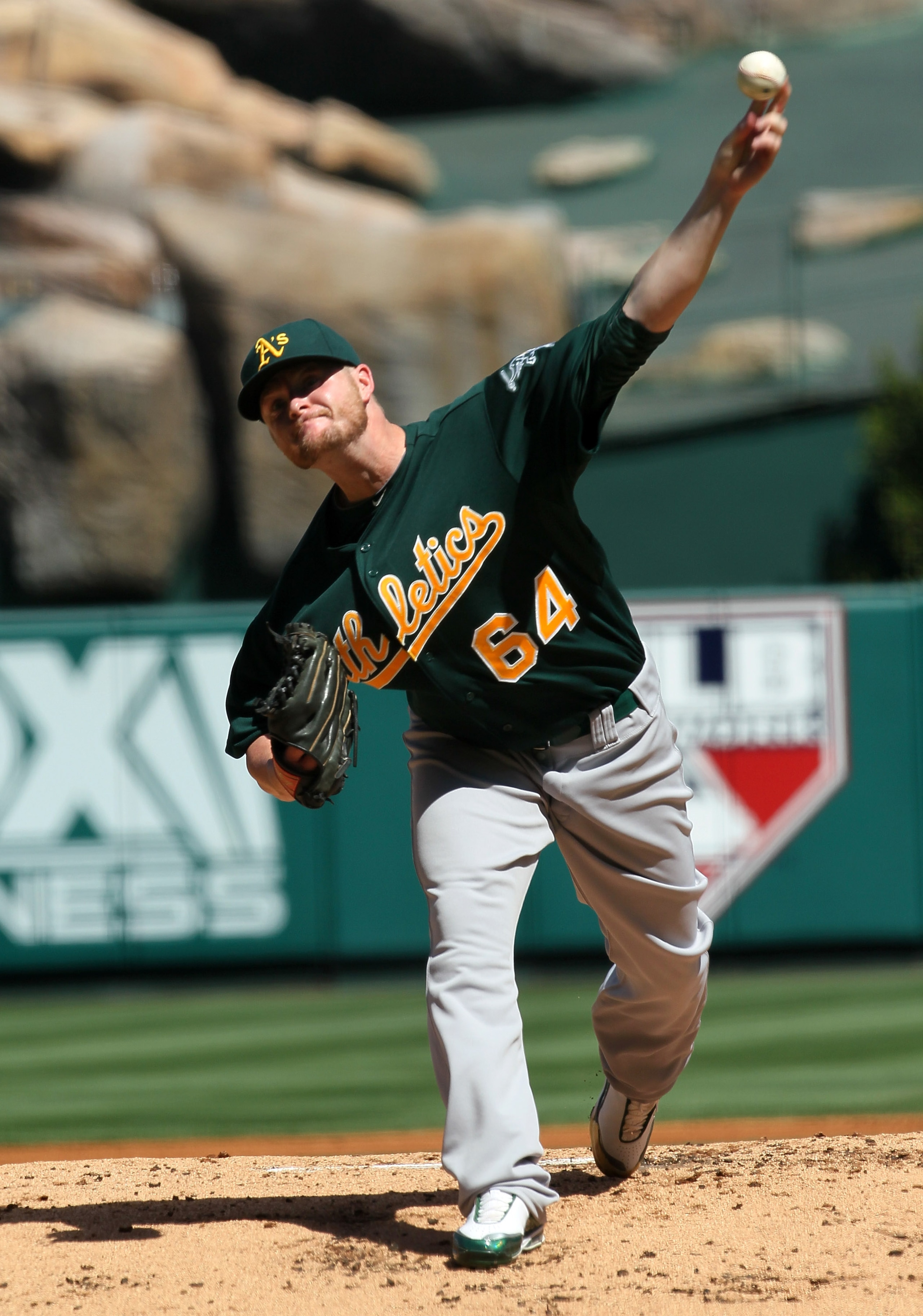 ANAHEIM, CA - SEPTEMBER 29: Bobby Cramer #64 of the Oakland Athletics throws a pitch against the Los Angeles Angels of Anaheim on September 29, 2010 at Angel Stadium in Anaheim, California.  (Photo by Stephen Dunn/Getty Images)