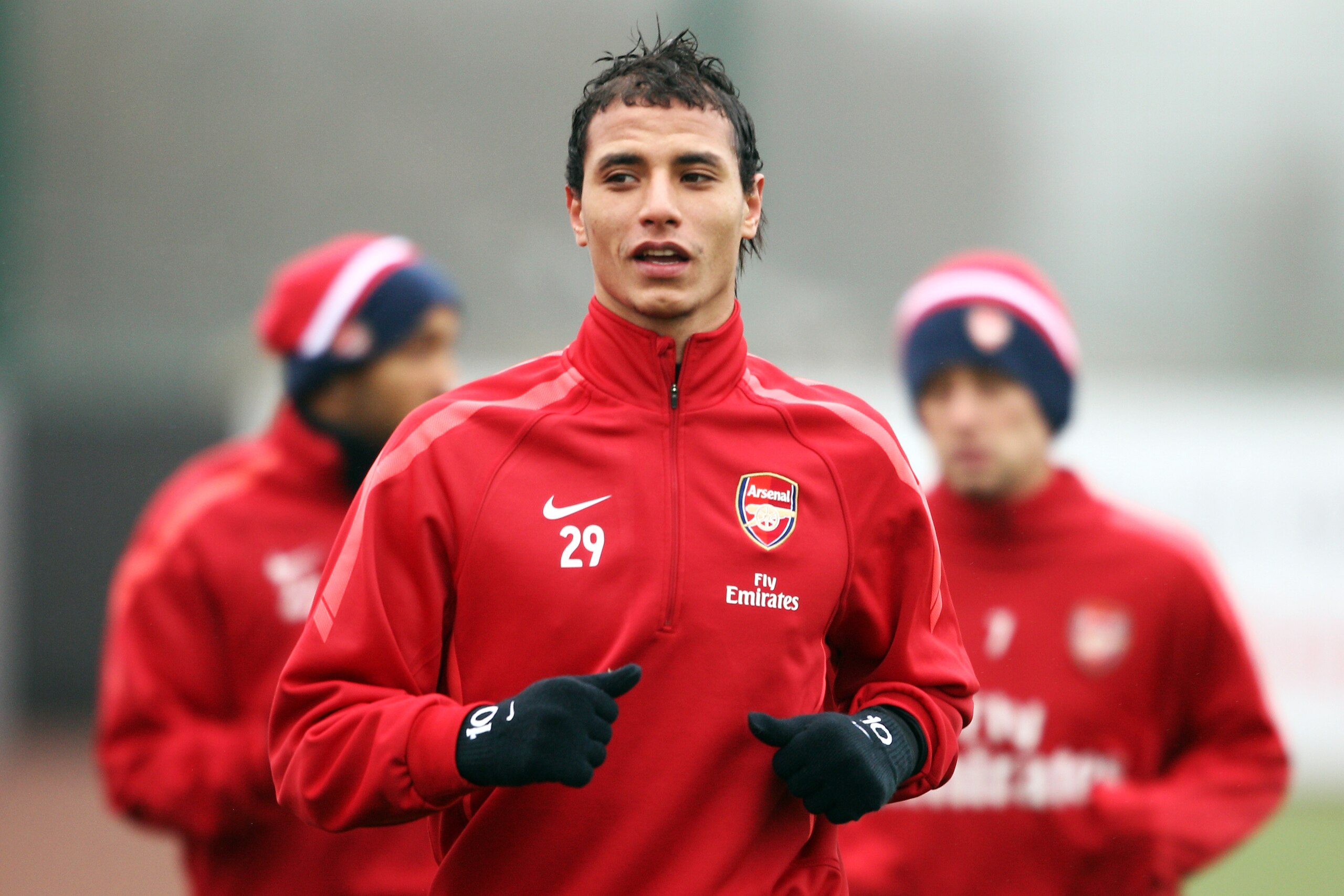 ST ALBANS, ENGLAND - DECEMBER 15:  Marouane Chamakh in action during the Arsenal Training Session at London Colney on December 15, 2010 in St Albans, England.  (Photo by Dean Mouhtaropoulos/Getty Images)