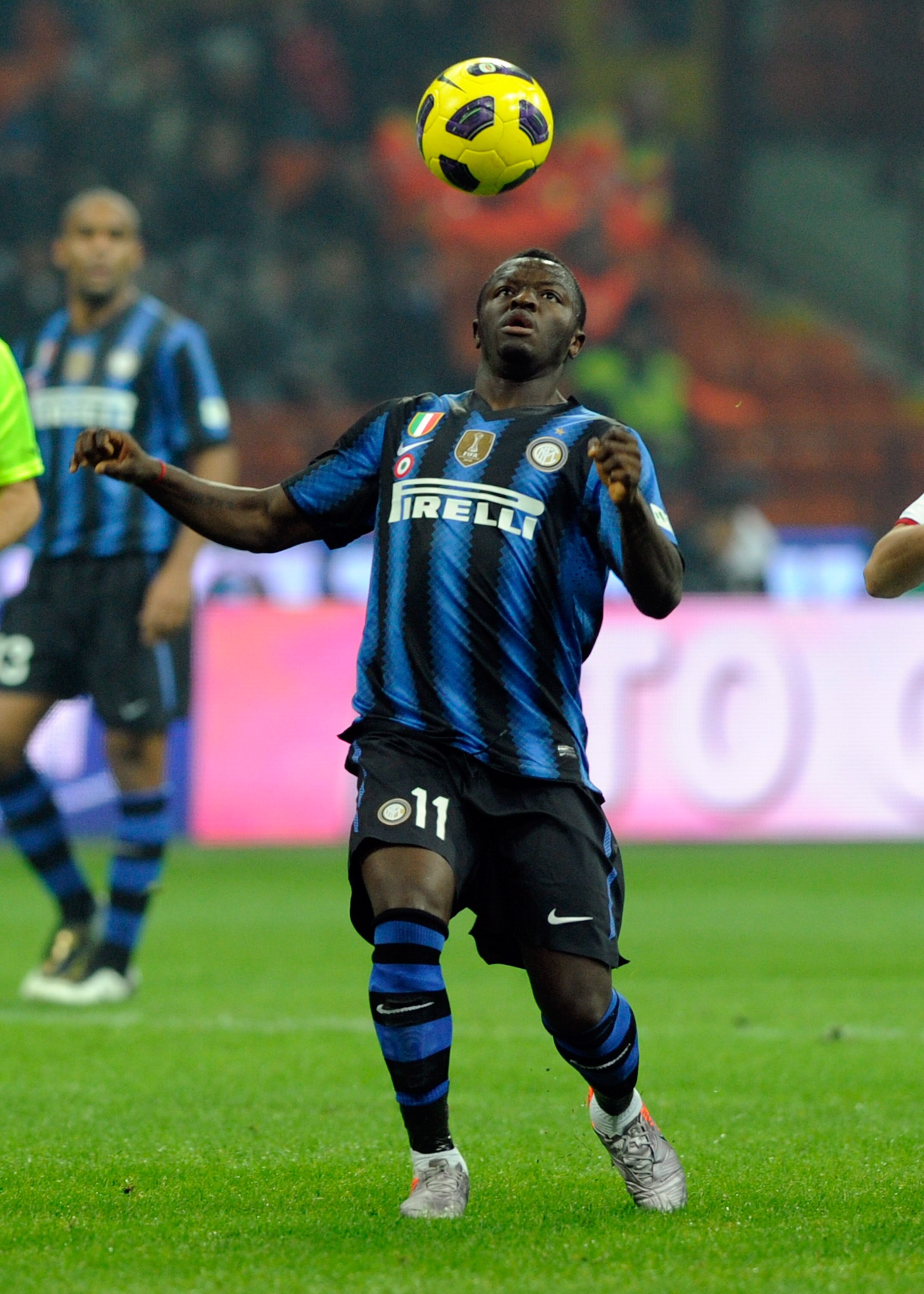 MILAN, ITALY - JANUARY 12:  Sulley Muntari of FC Internazionale Milano during the Tim Cup match between Inter and Genoa at Stadio Giuseppe Meazza on January 12, 2011 in Milan, Italy.  (Photo by Claudio Villa/Getty Images)